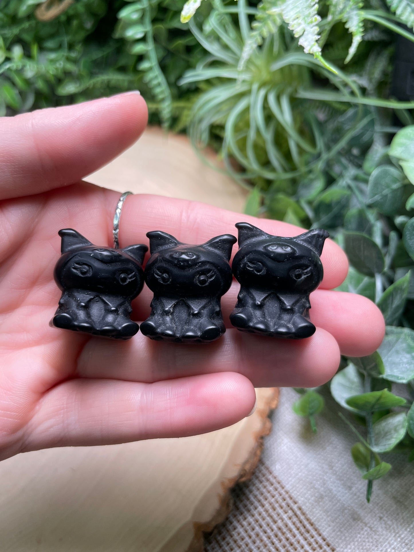 Crystal Kuromi from Hello Kitty (synthetic white jade available)