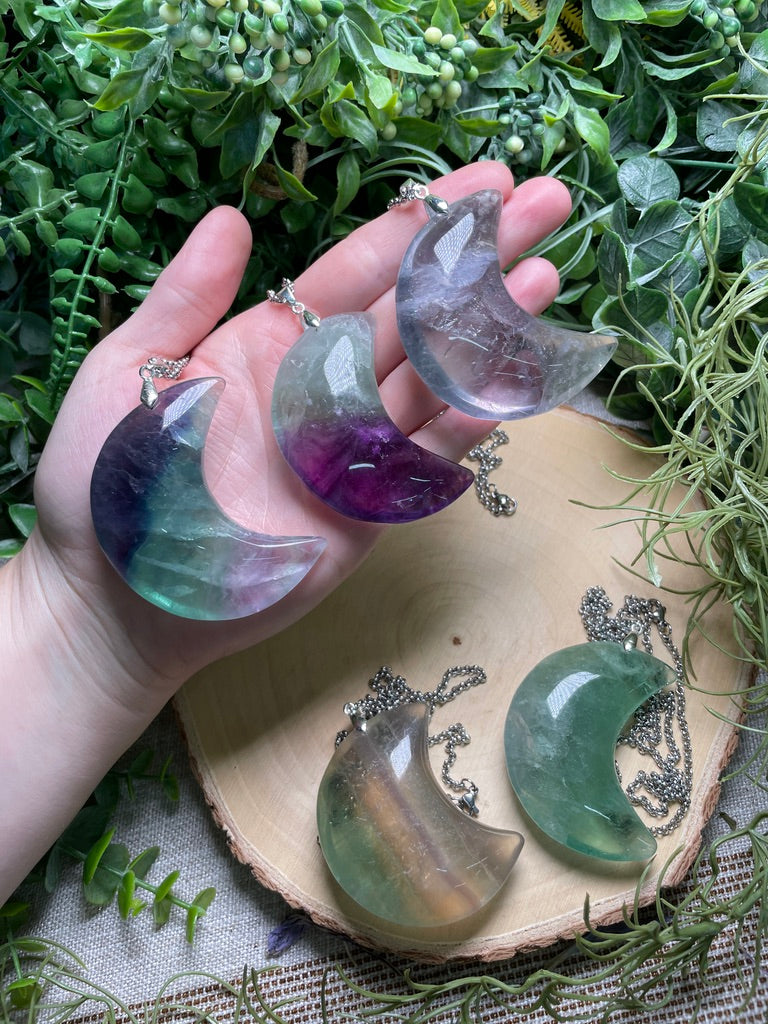 Chunky Fluorite Moon Necklace