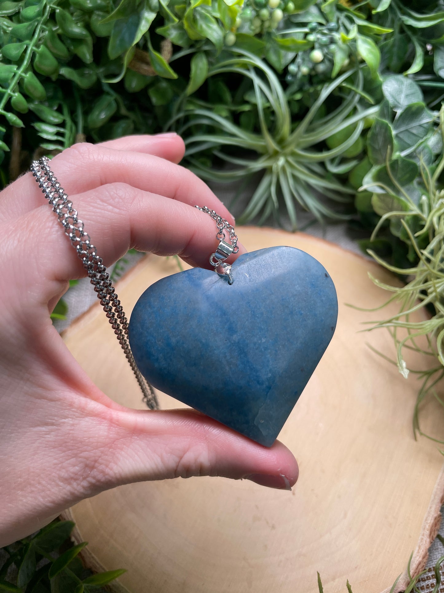 Chunky Blue Aventurine Heart Necklace