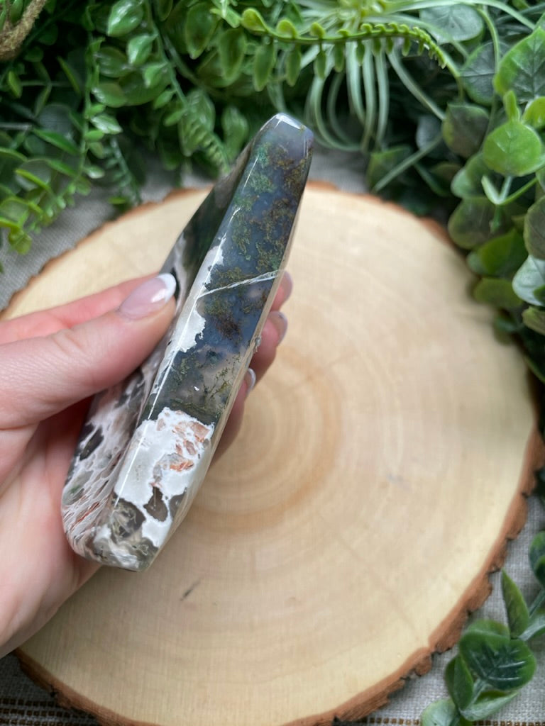 Moss Agate Moon Dish (Chipped)