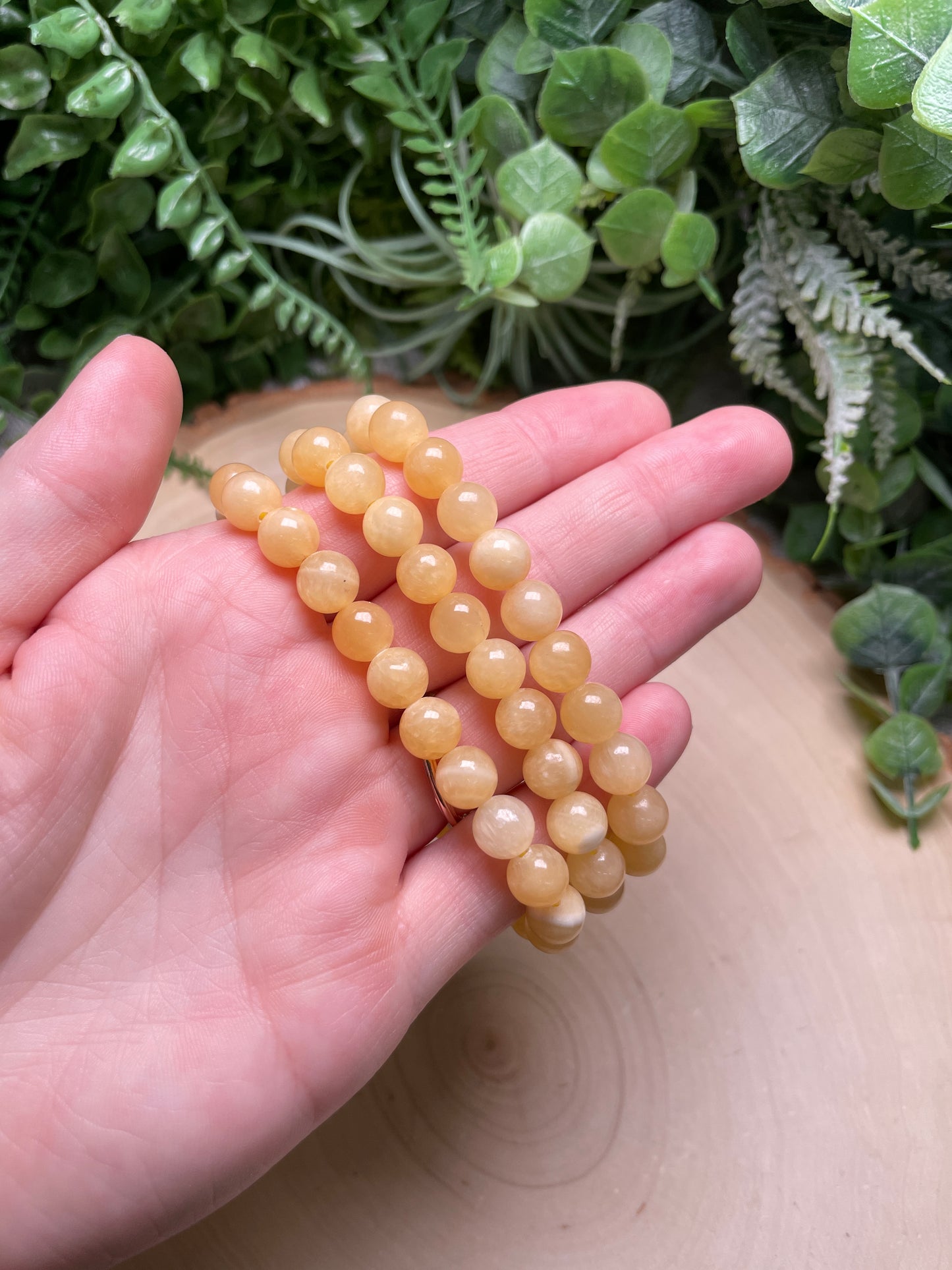 8mm Beaded Yellow Calcite Bracelet