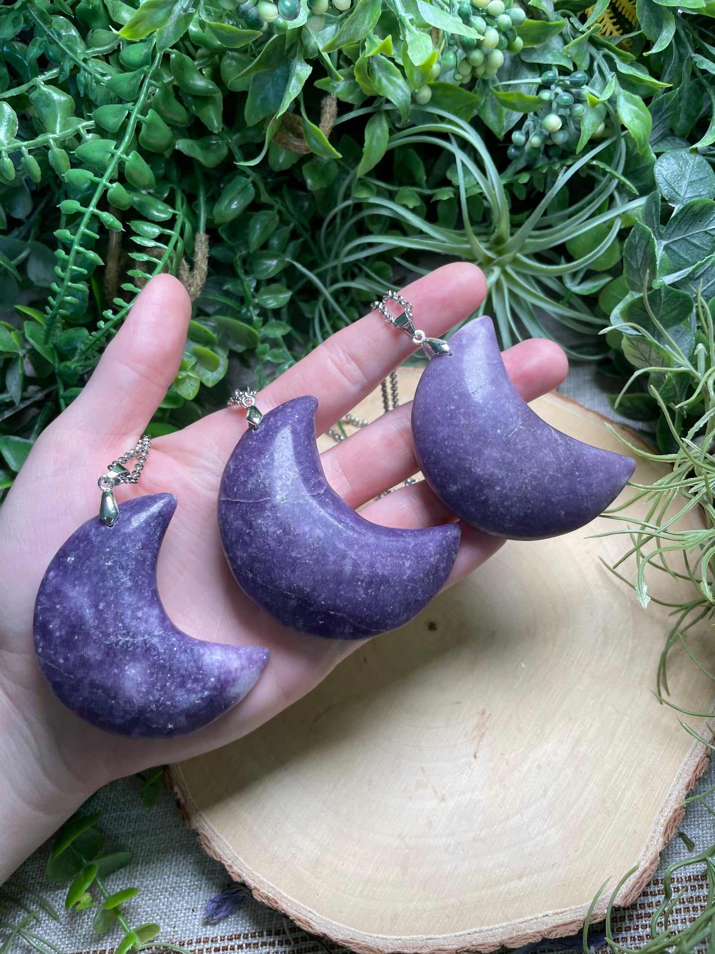Chunky Lepidolite Moon Necklace