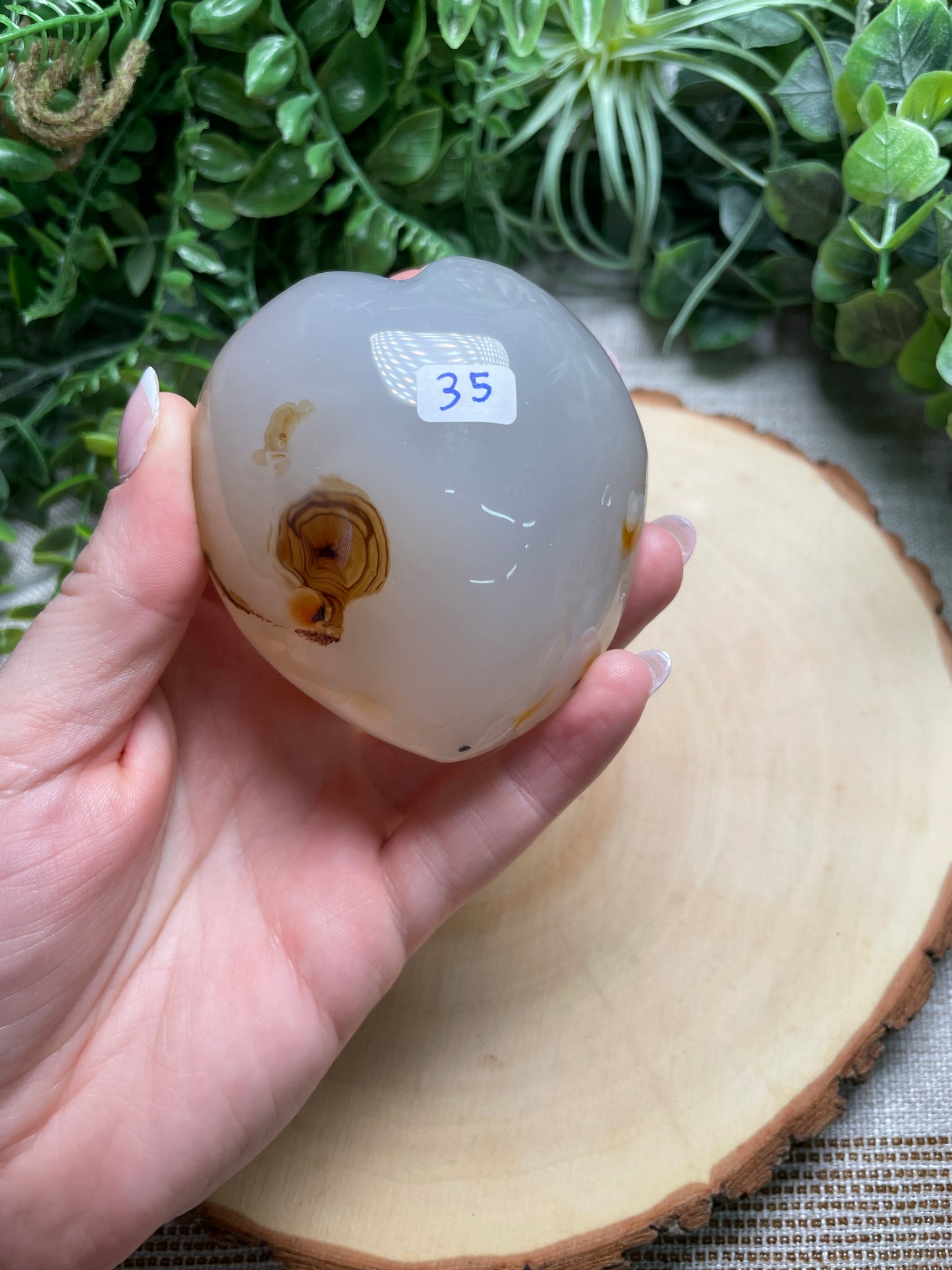 Druzy Agate Heart with Face