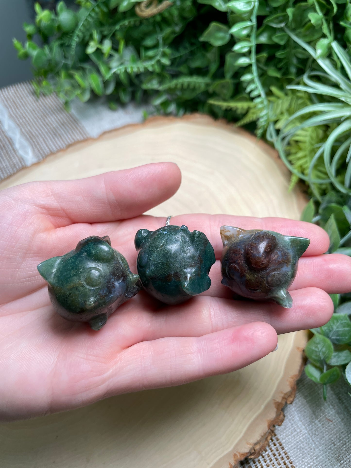 Crystal Jigglypuff (dark moss agate available)