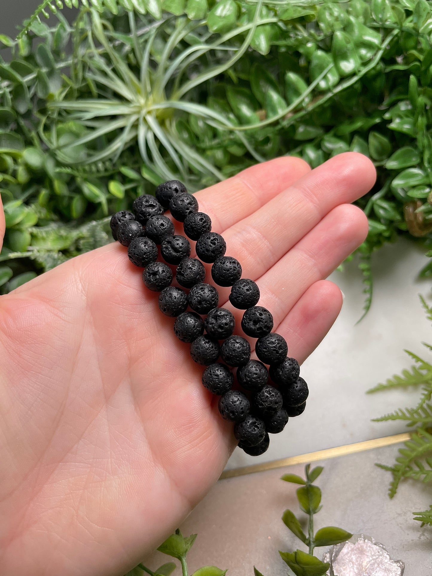 8mm Beaded Lava Rock Bracelet