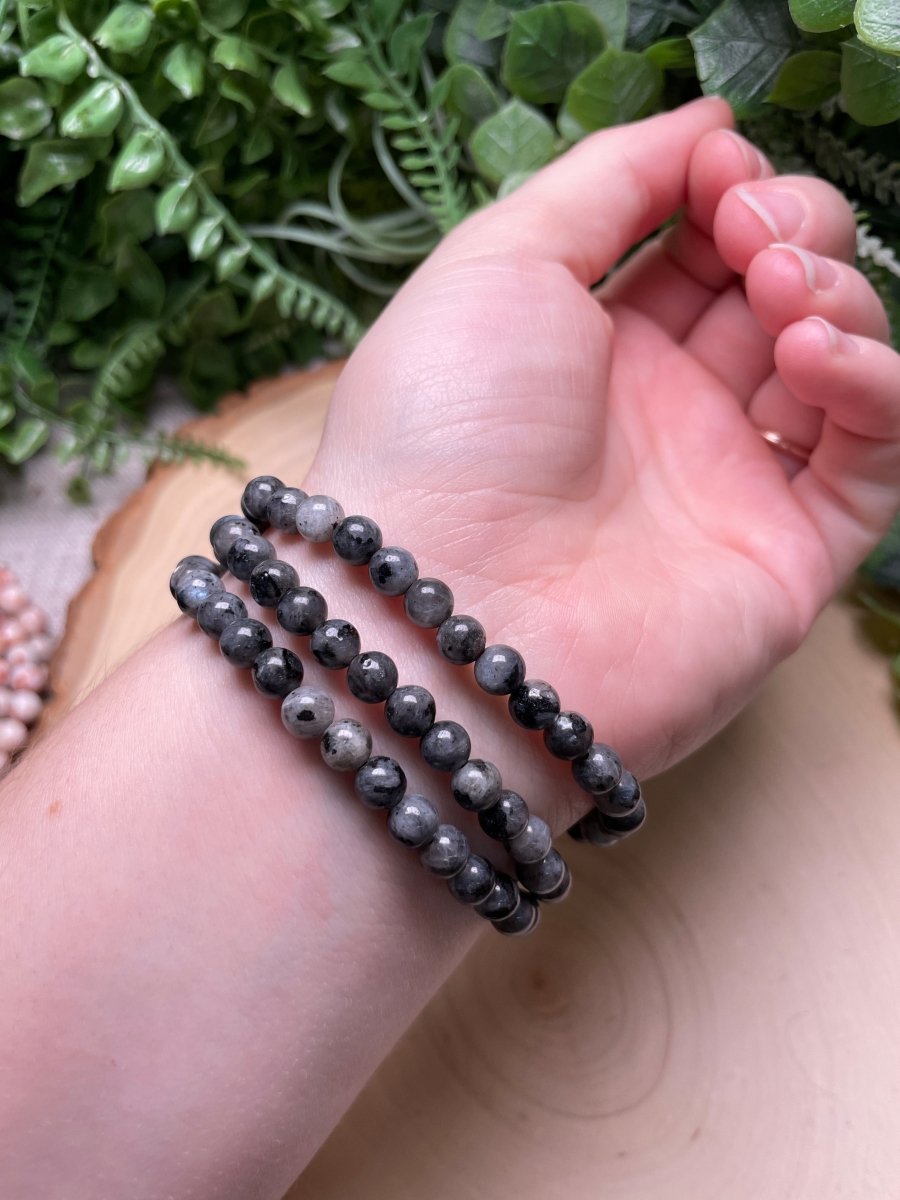 6mm Beaded Larvikite Bracelet | Copper Ashes