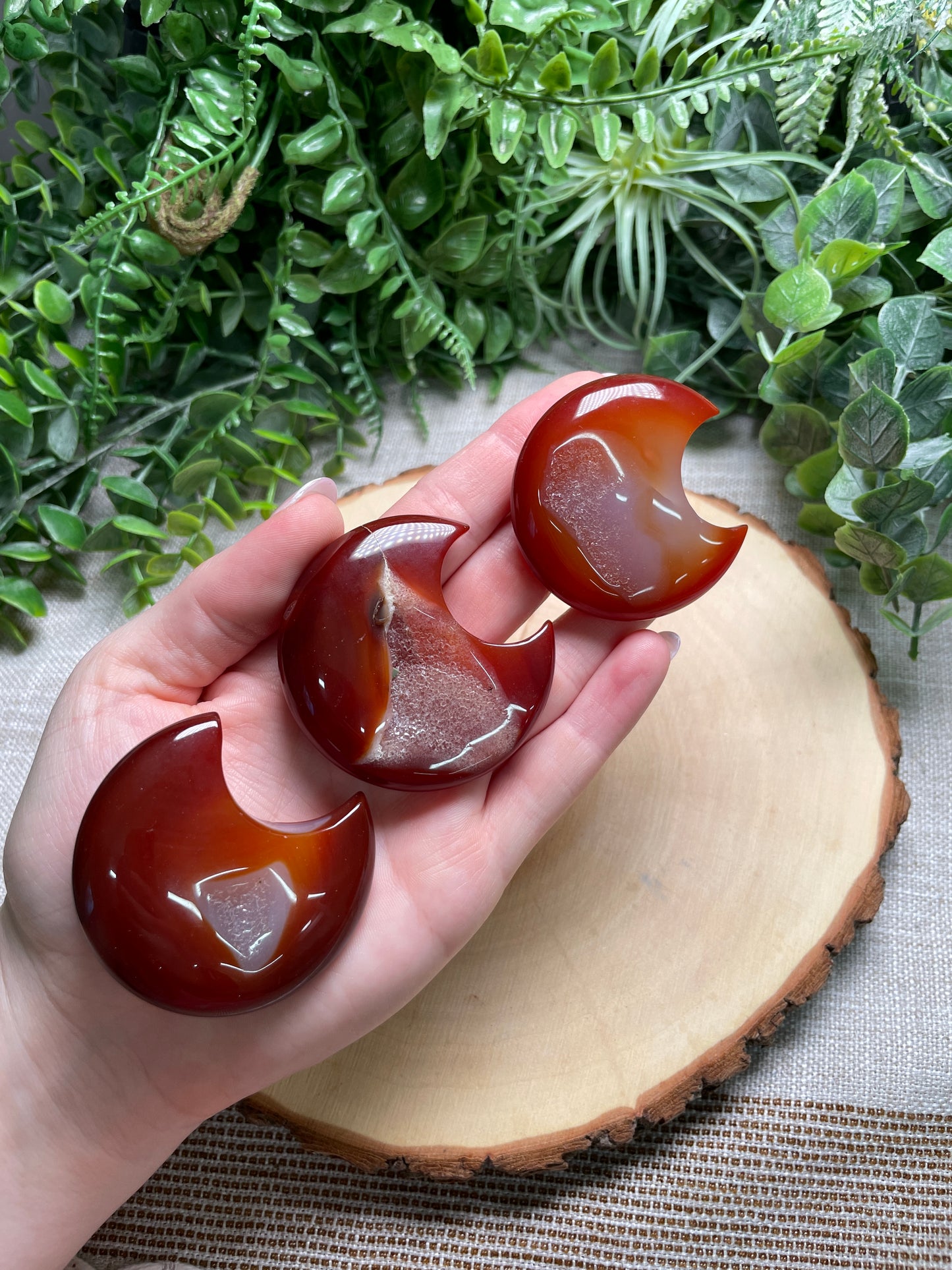 Druzy Red Agate Moon