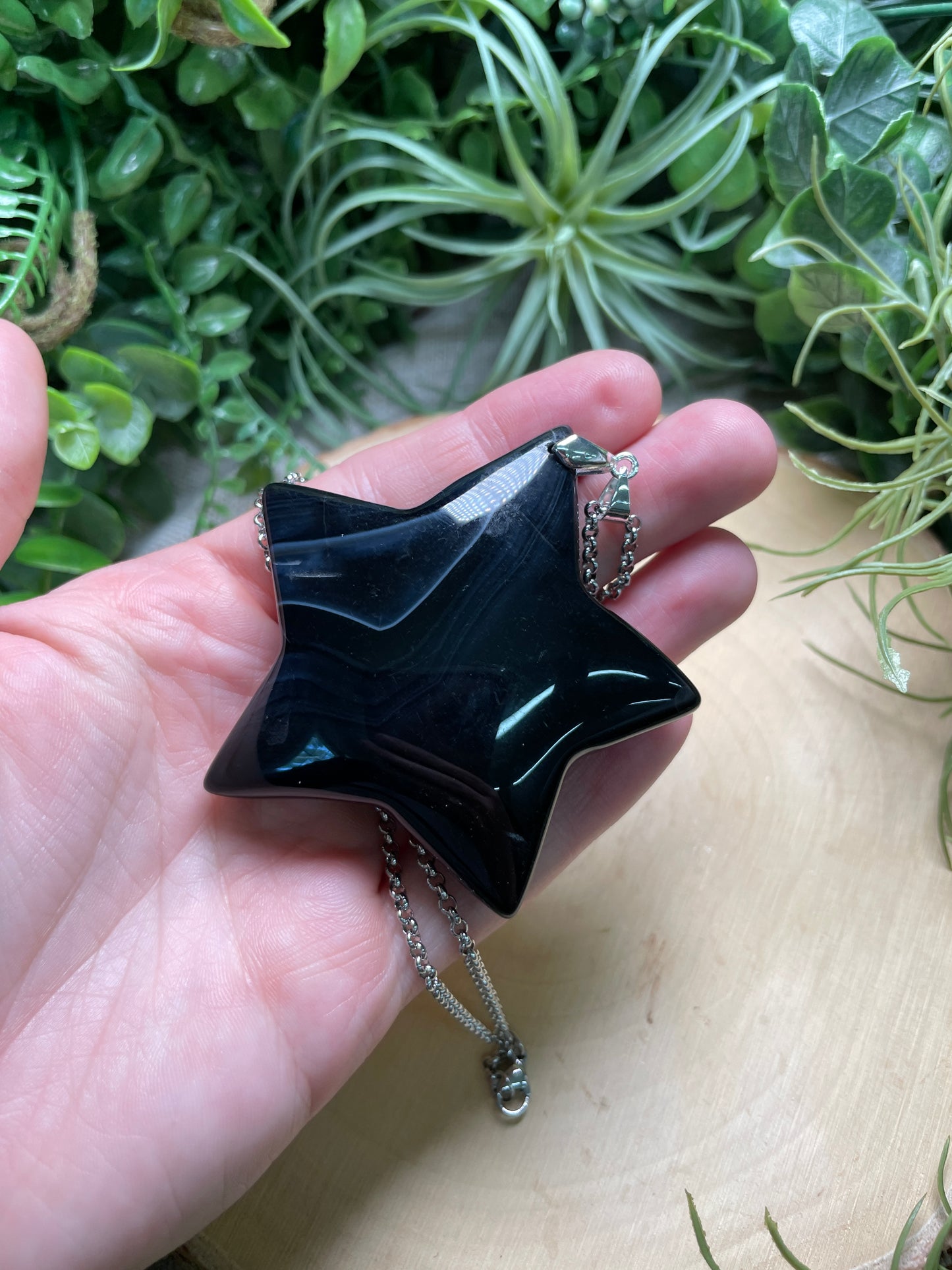 Chunky Black Agate Star Necklace