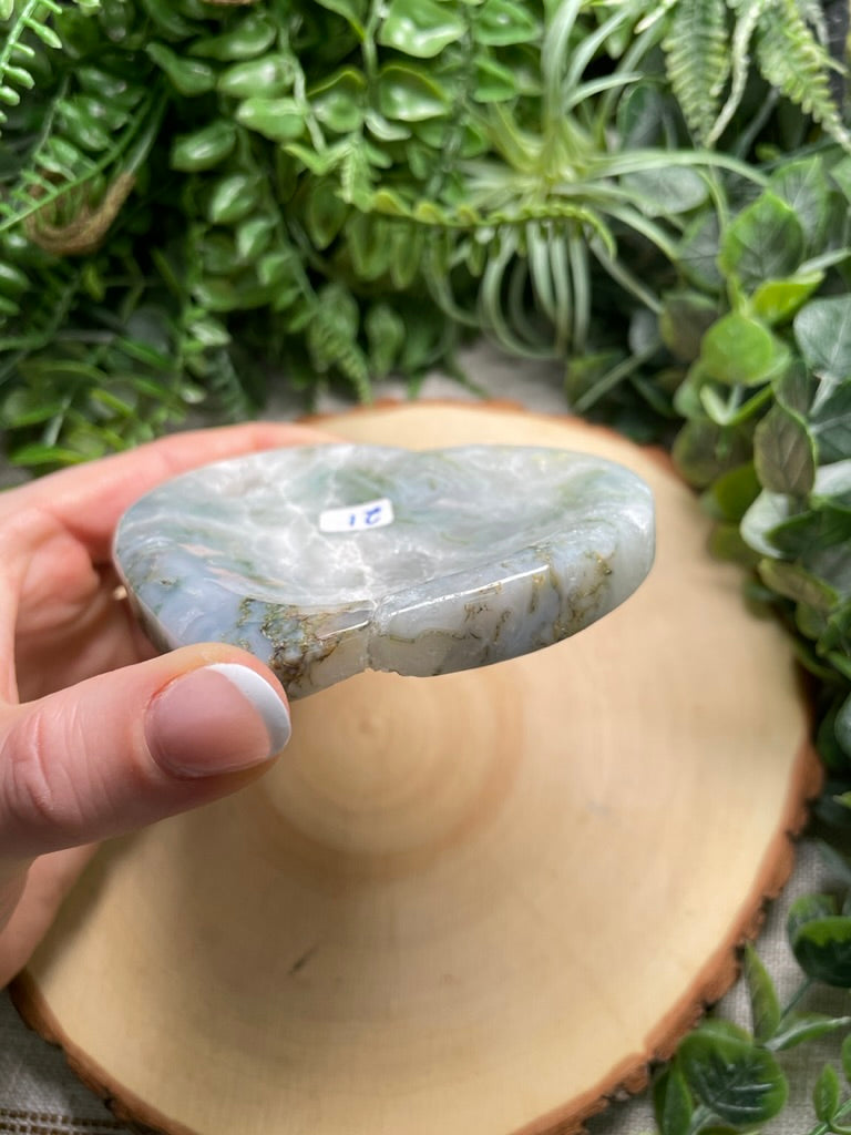 Moss Agate Heart Dish