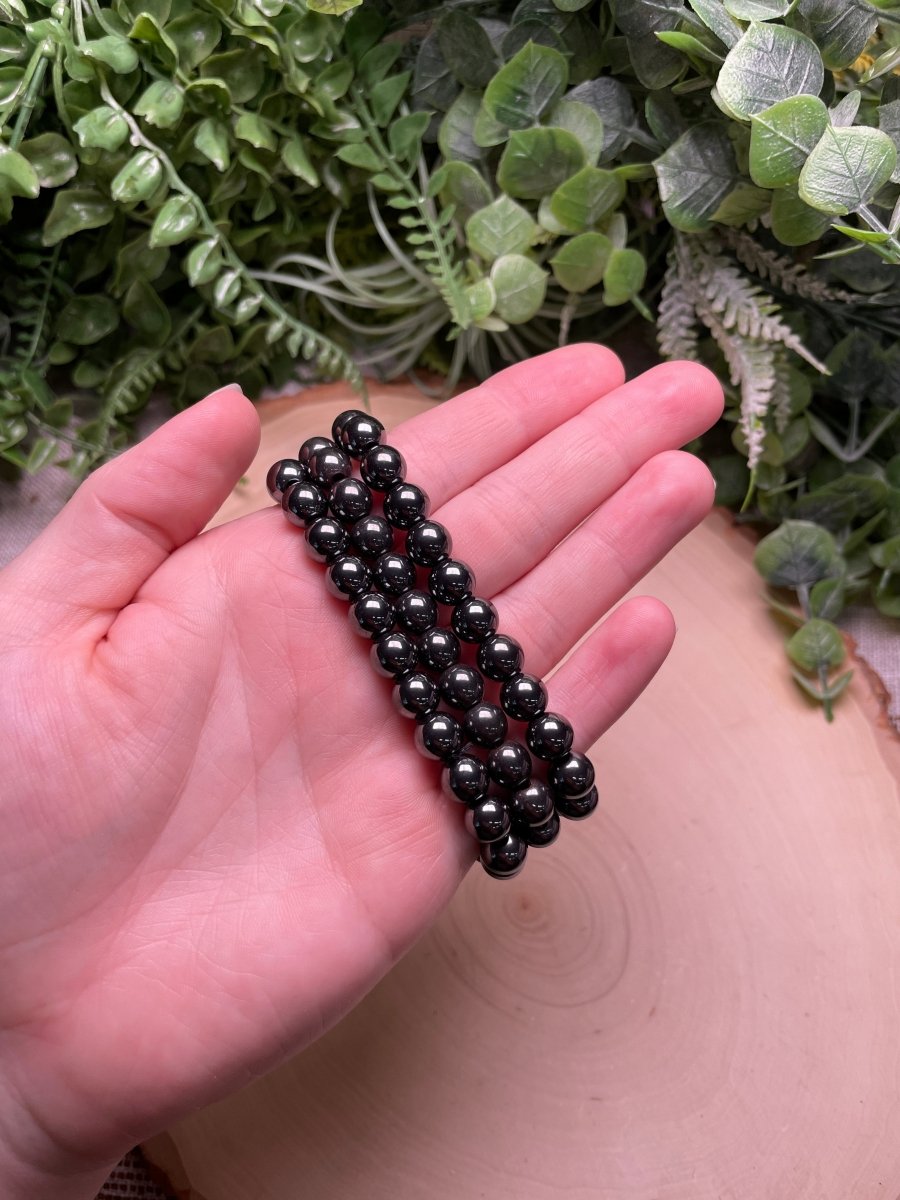 8mm Beaded Hematite Bracelet | Copper Ashes