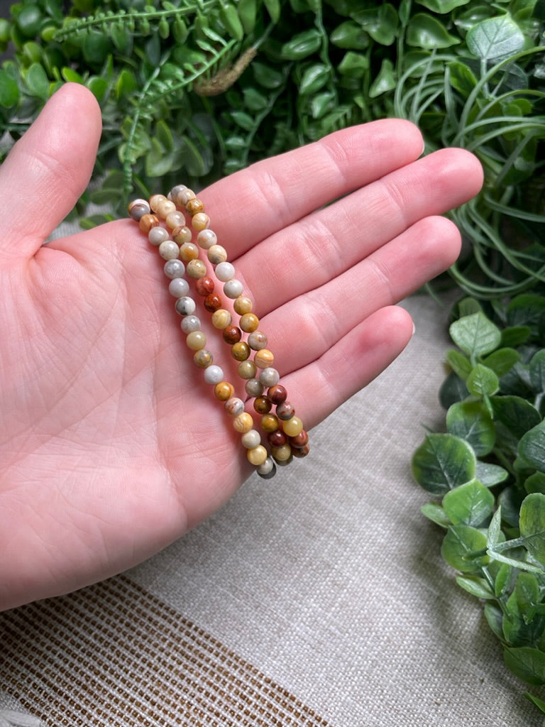 Crazy Lace Agate 4mm Beaded Bracelet