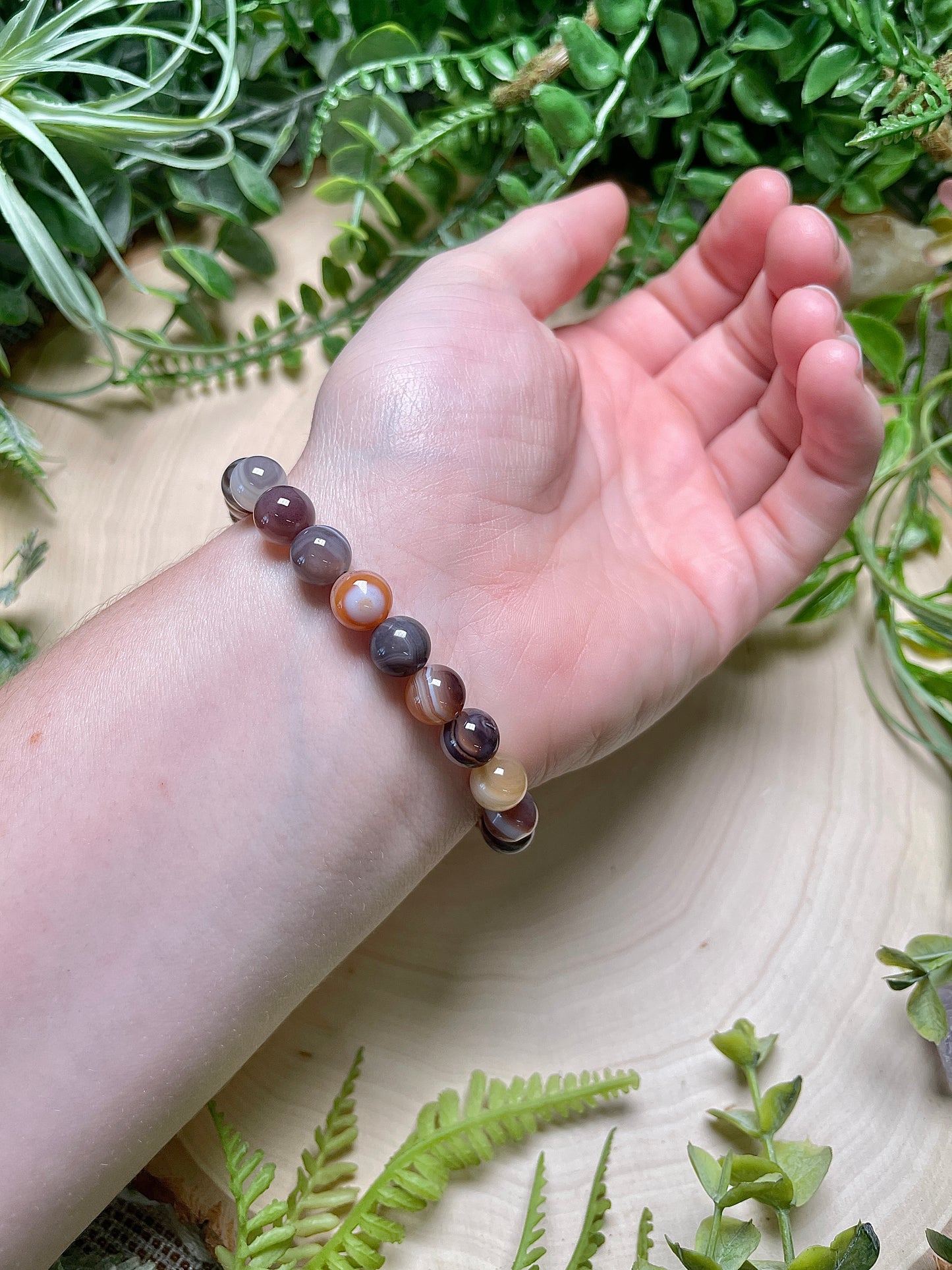 8mm Beaded Botswana Agate Bracelet