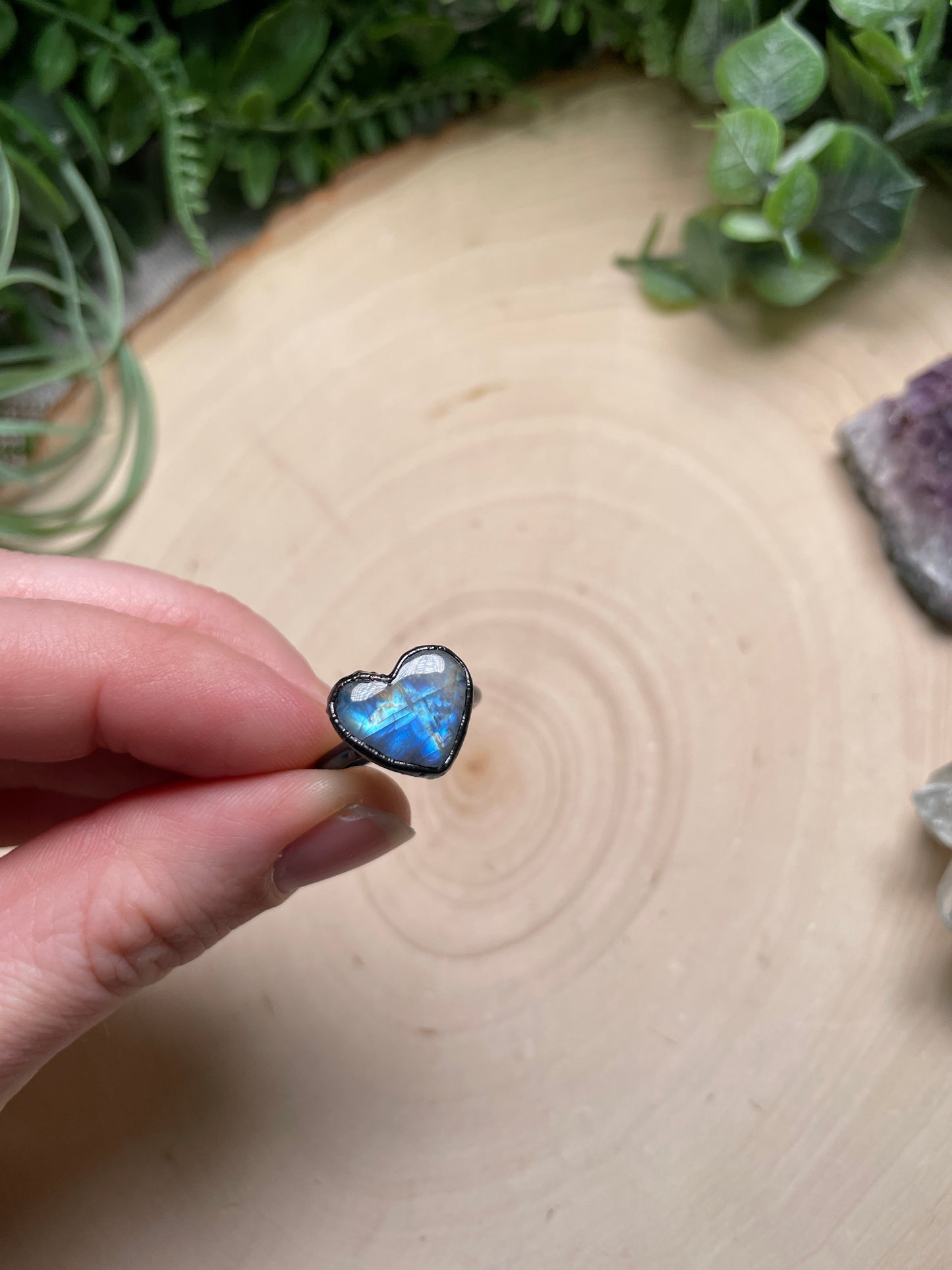 Moonstone Heart Ring Size 5.25