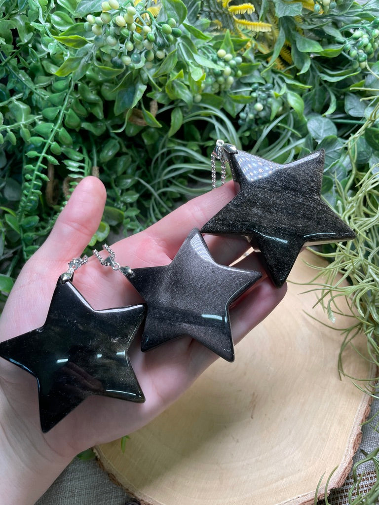 Chunky Sheen Obsidian Star Necklace