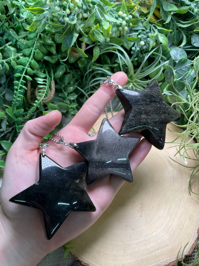 Chunky Sheen Obsidian Star Necklace