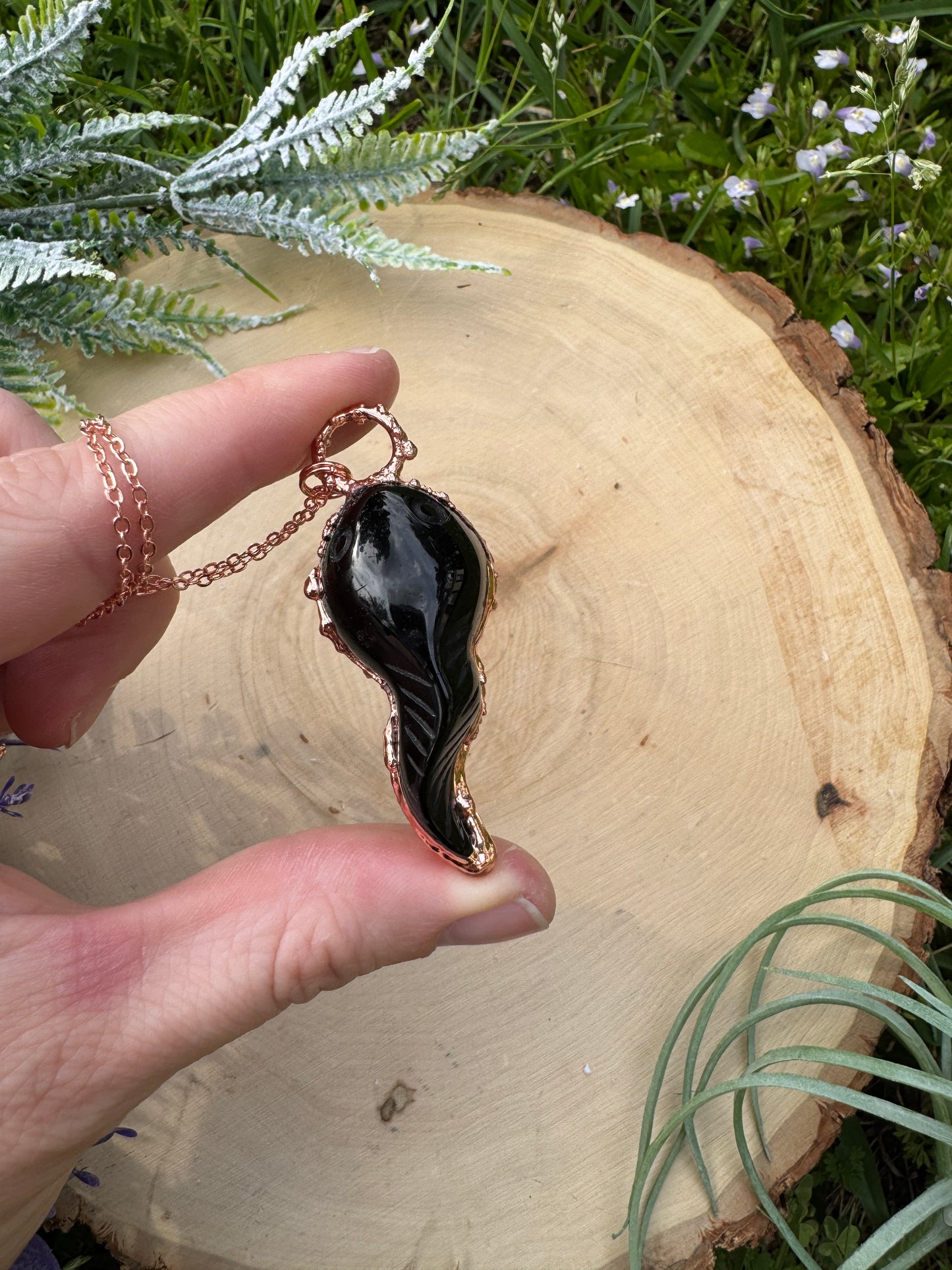 Obsidian Tadpole Necklace