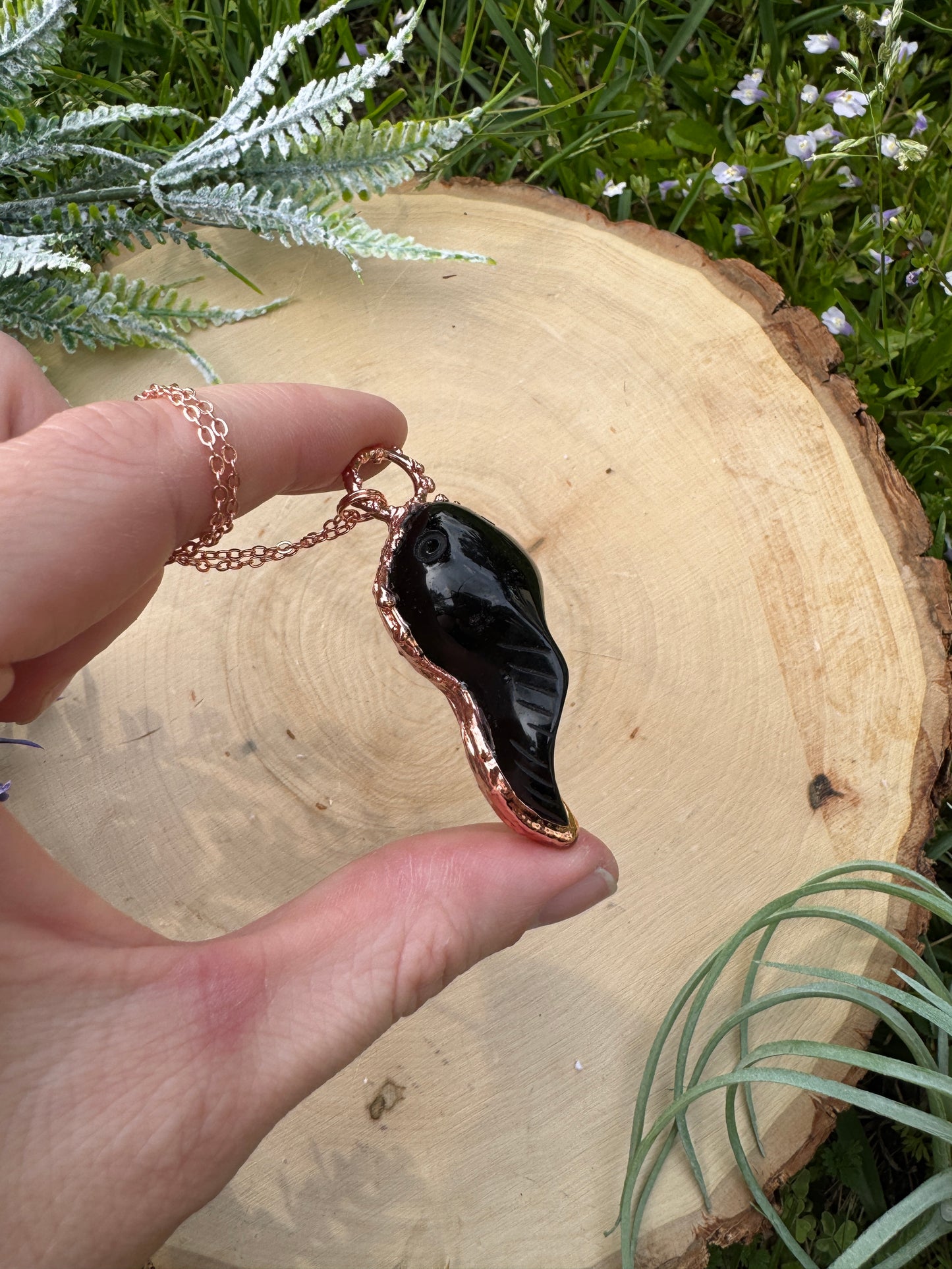 Obsidian Tadpole Necklace