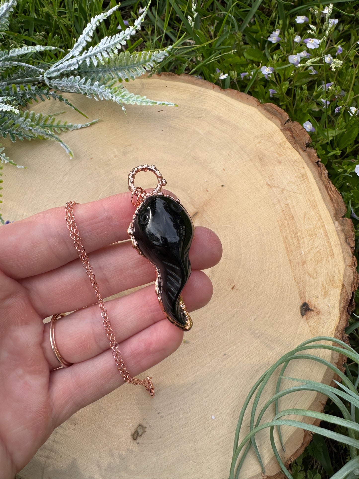 Obsidian Tadpole Necklace