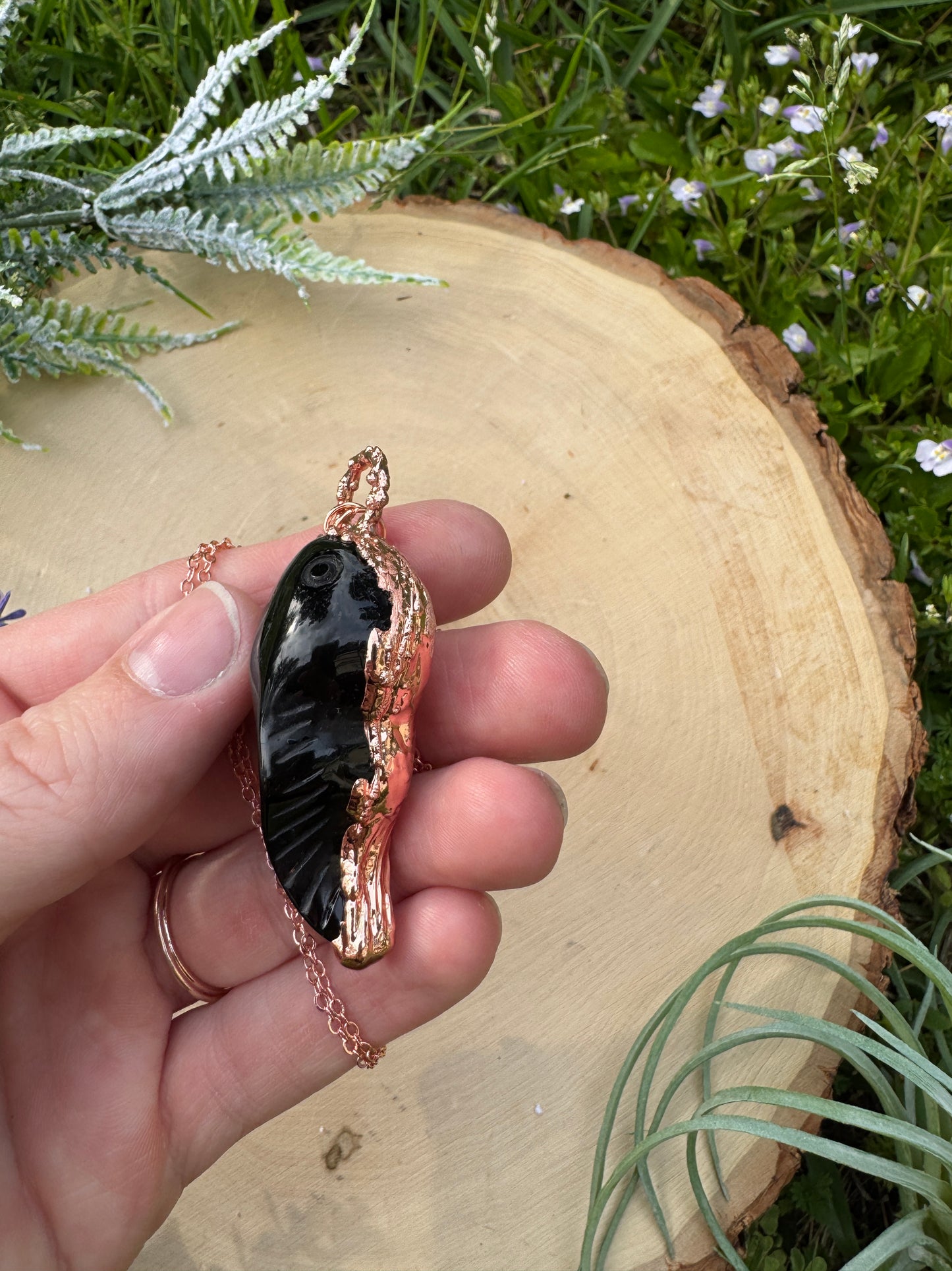 Obsidian Tadpole Necklace
