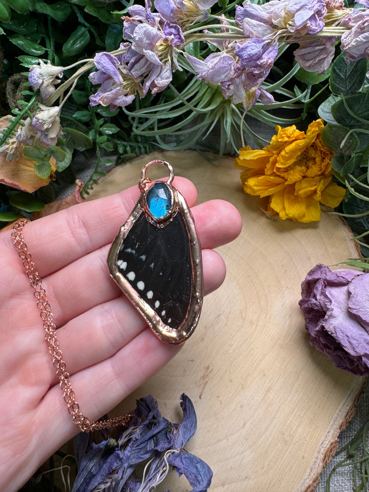 Labradorite and Butterfly Wing Necklace
