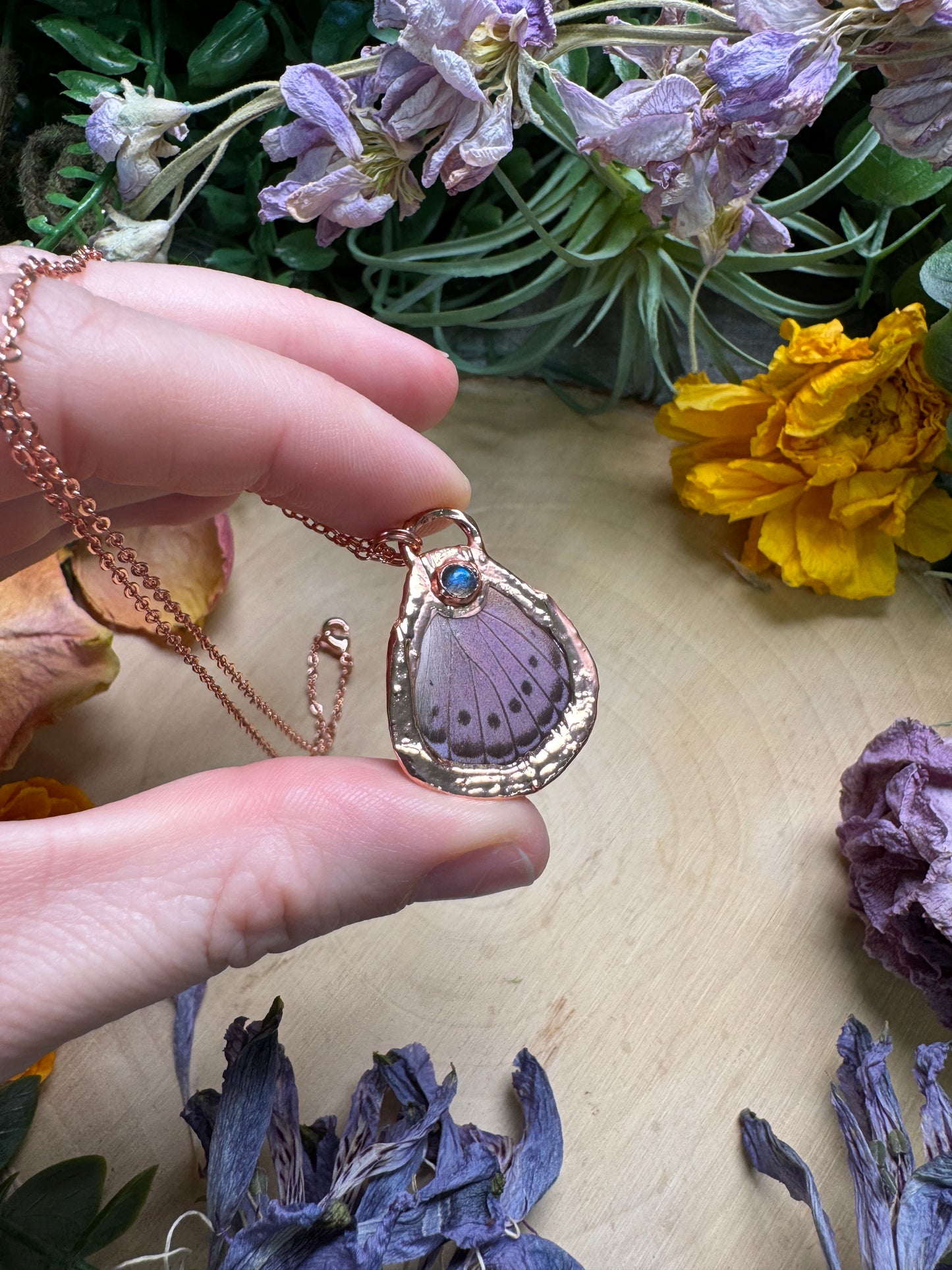 Labradorite and Butterfly Wing Necklace (reversible)