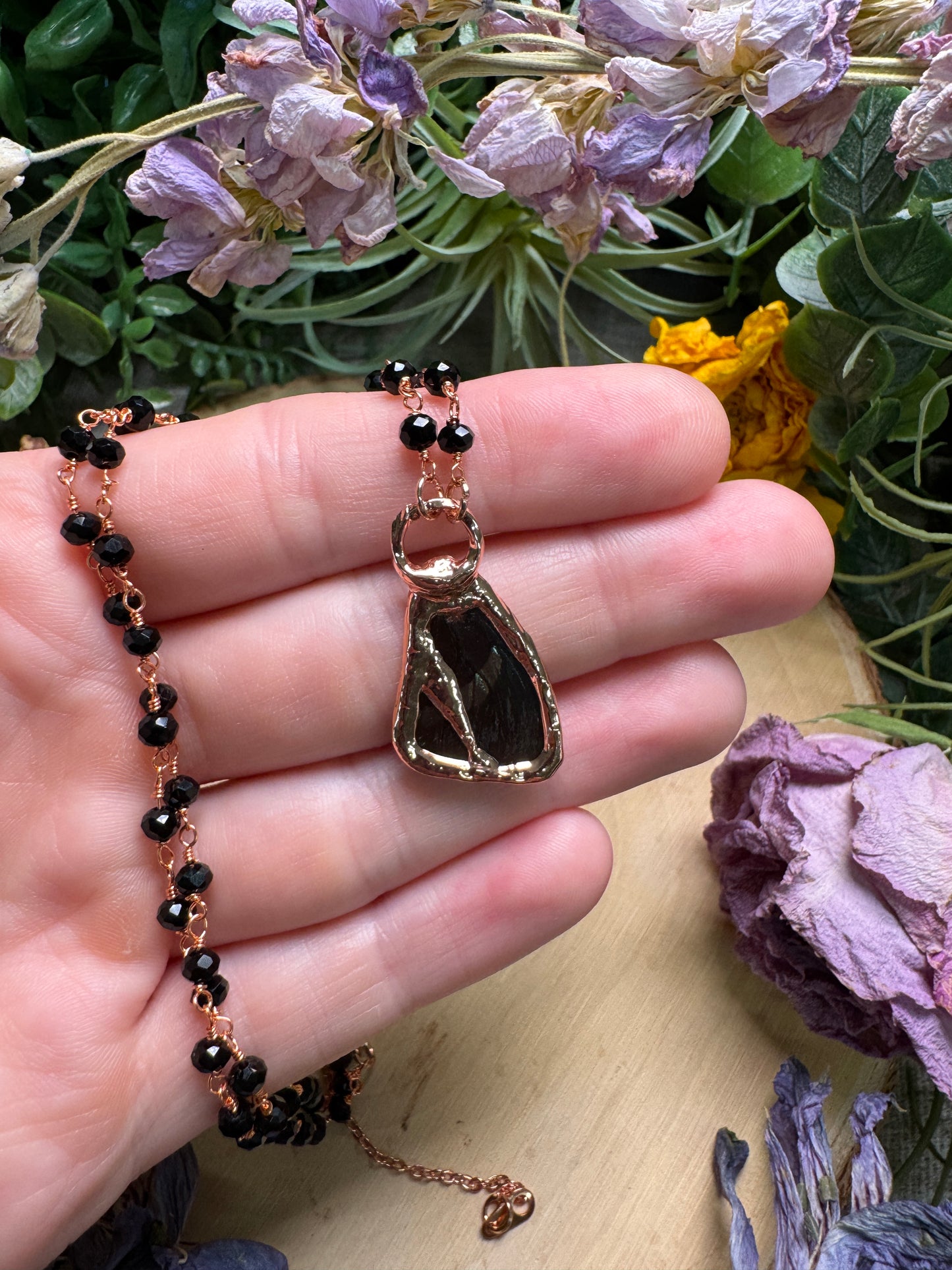 Garnet and Butterfly Wing Necklace (reversible)