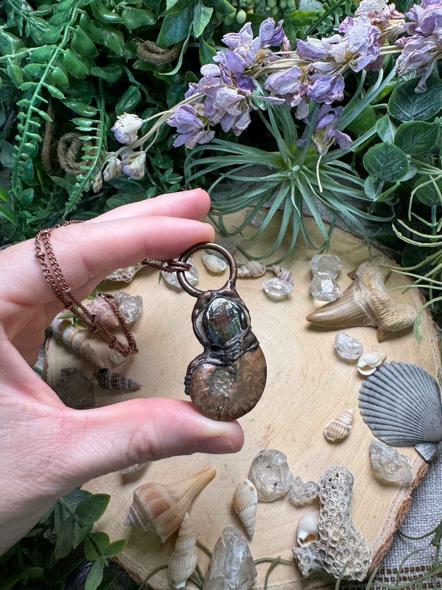 Ammonite and Glass Necklace