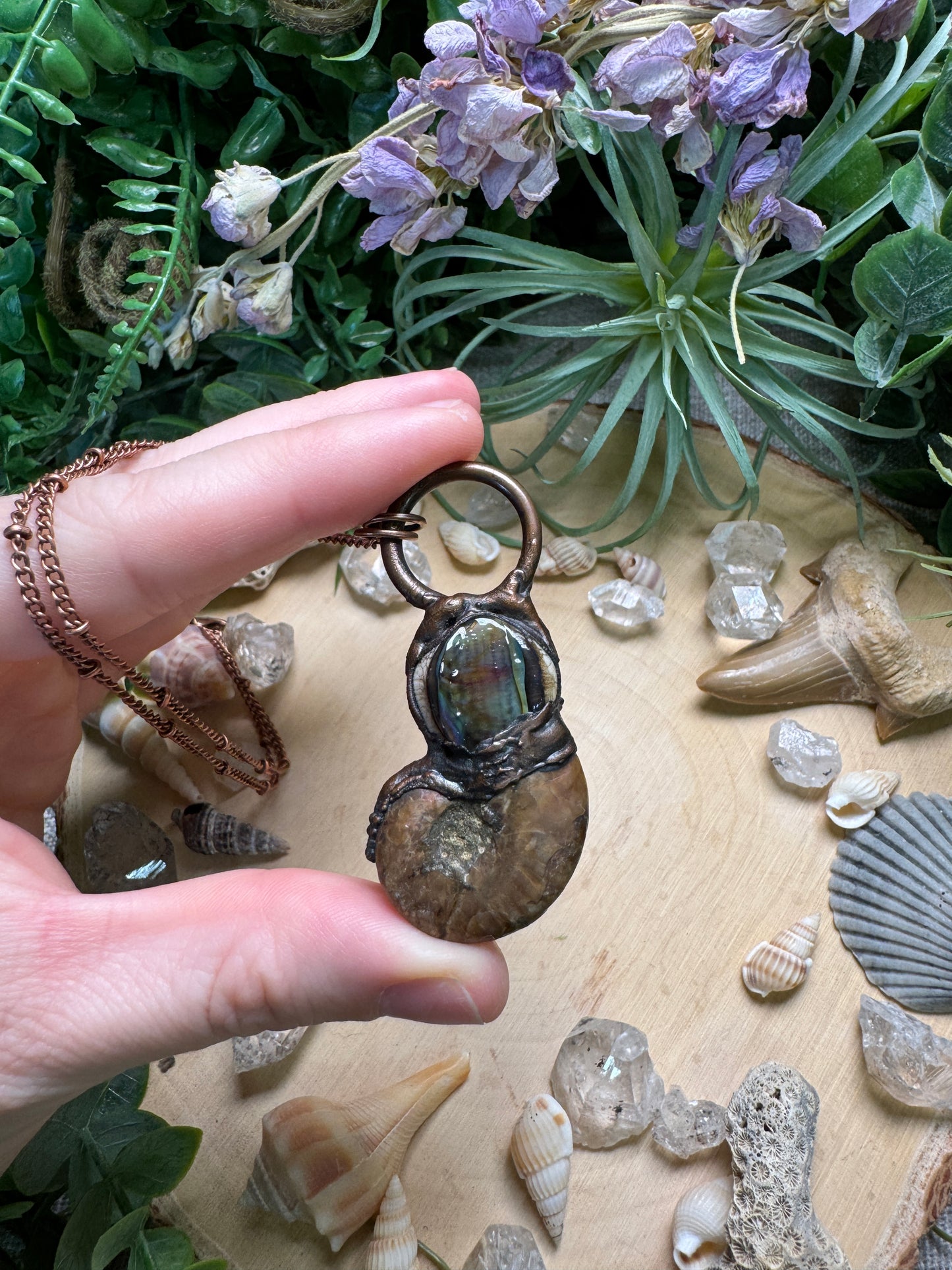 Ammonite and Glass Necklace