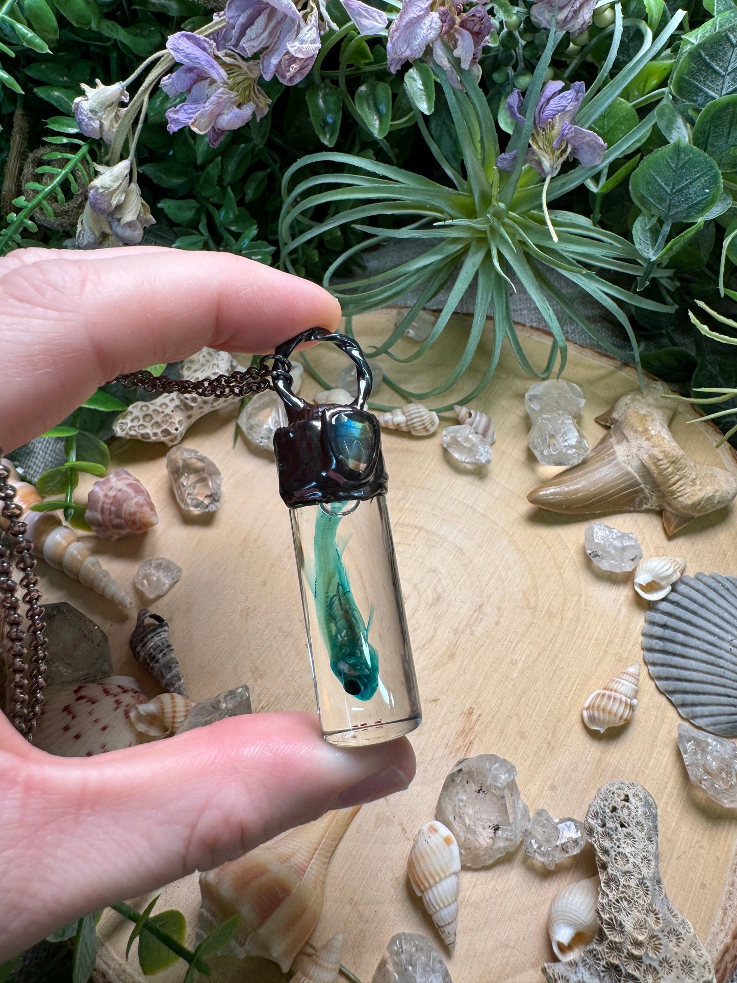 Labradorite Minnow Oddity Vial Necklace