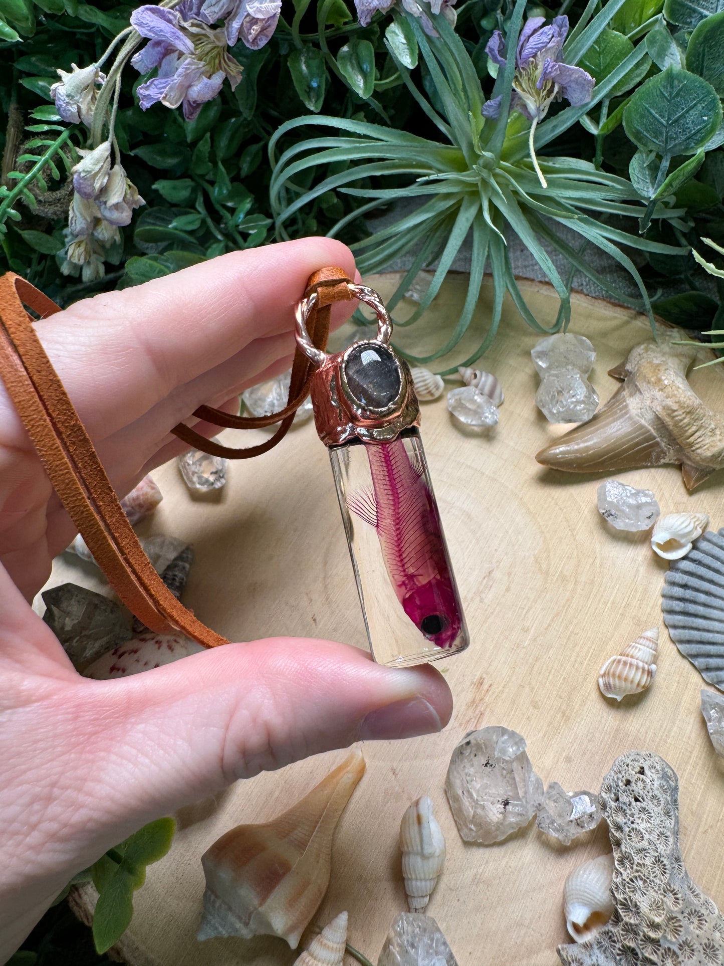 Super 7 and Minnow Oddity Vial Necklace