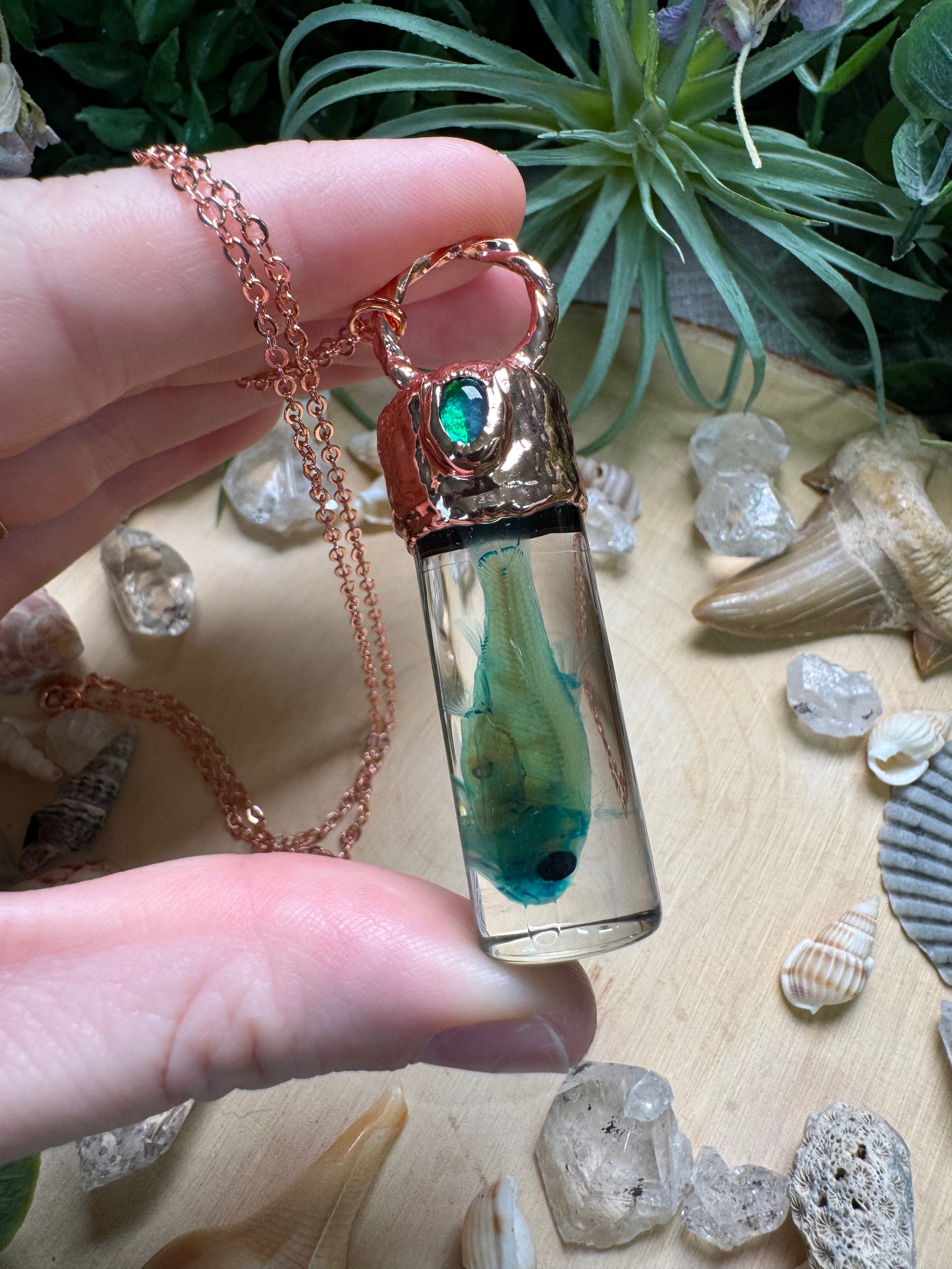 Opal and Minnow Oddity Vial Necklace