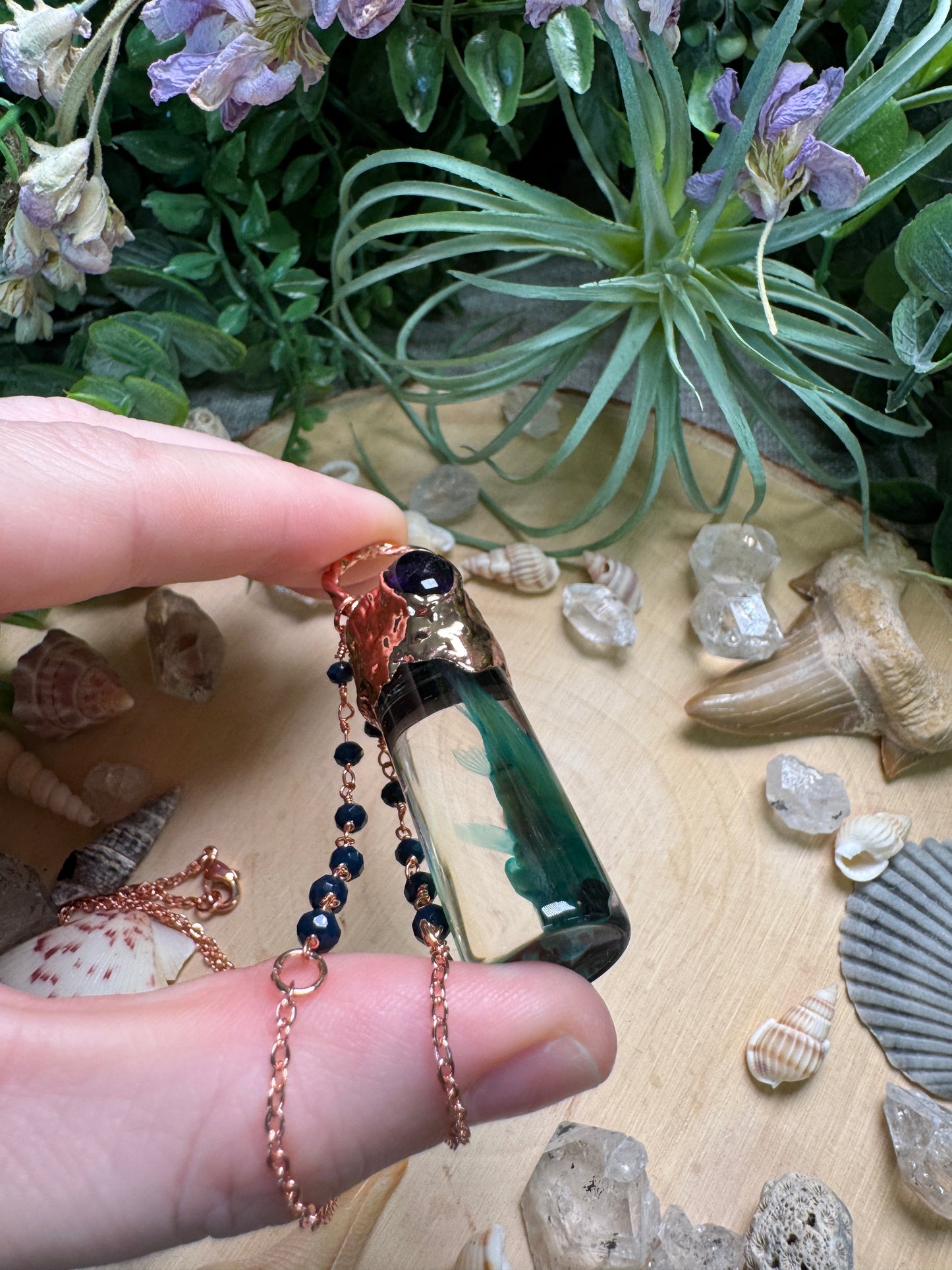 Amethyst and Minnow Oddity Vial Necklace