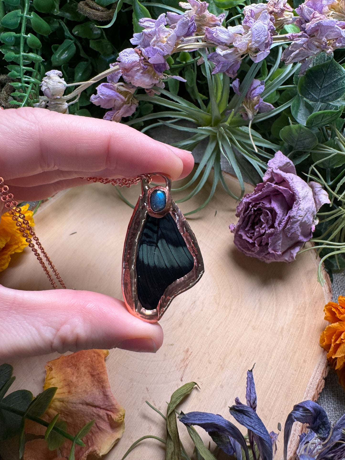 Labradorite and Butterfly Wing Necklace