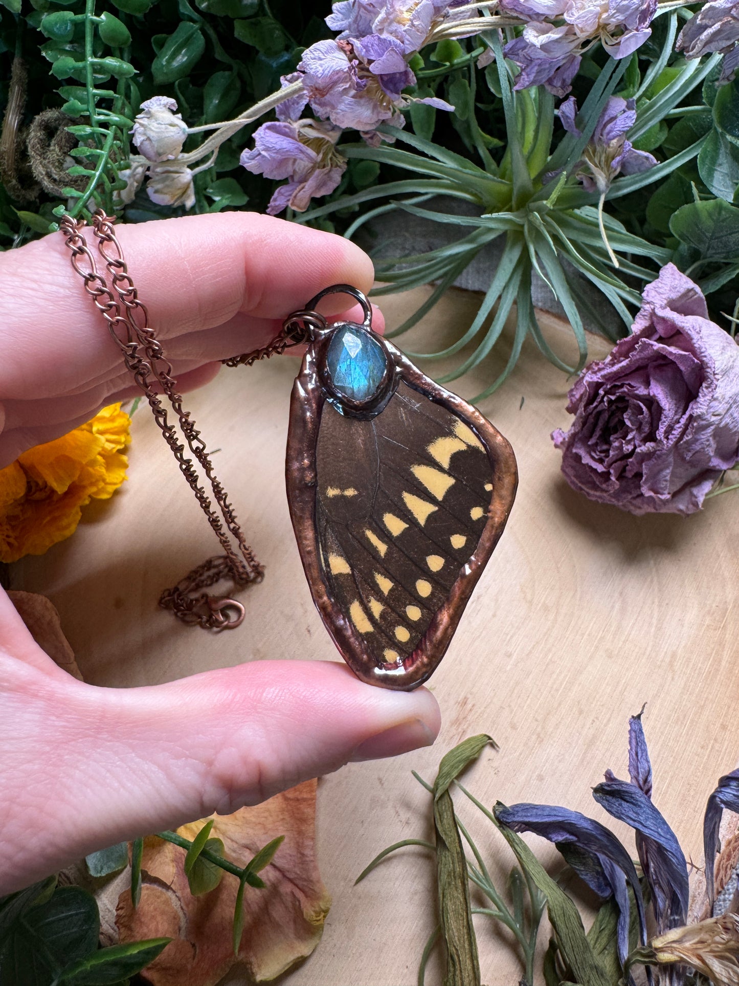 Labradorite and Butterfly Wing Necklace