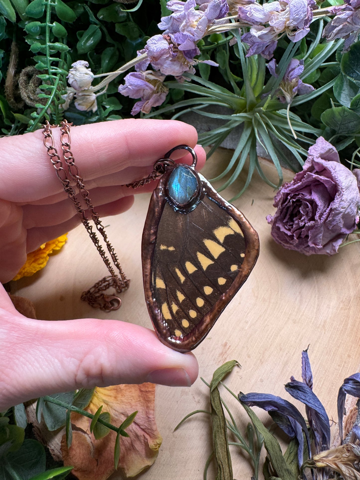 Labradorite and Butterfly Wing Necklace