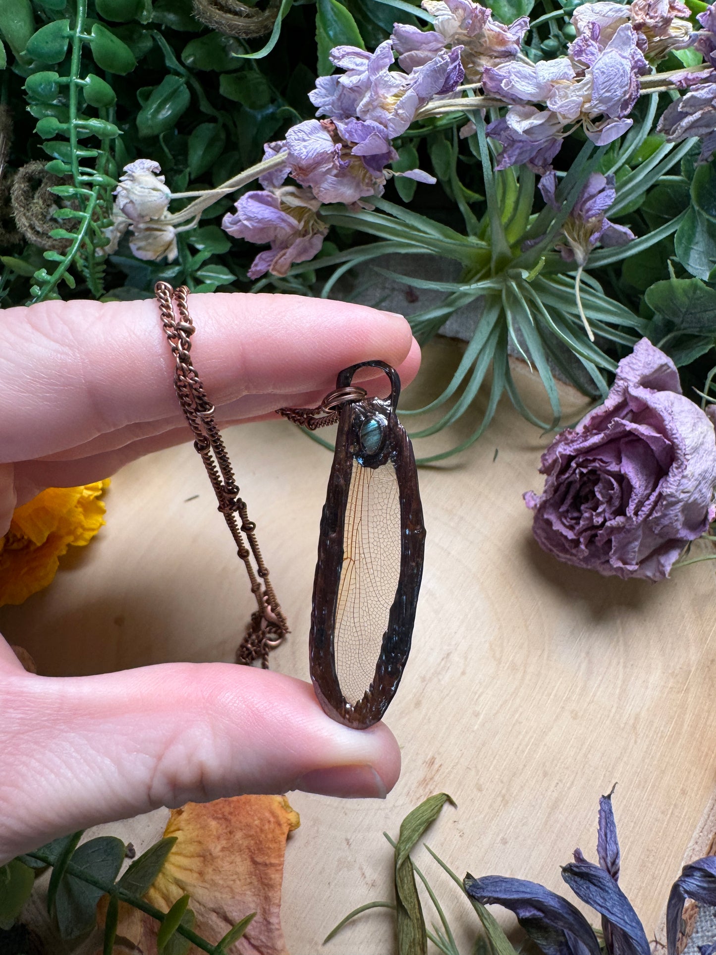 Labradorite and Dragonfly Wing Necklace