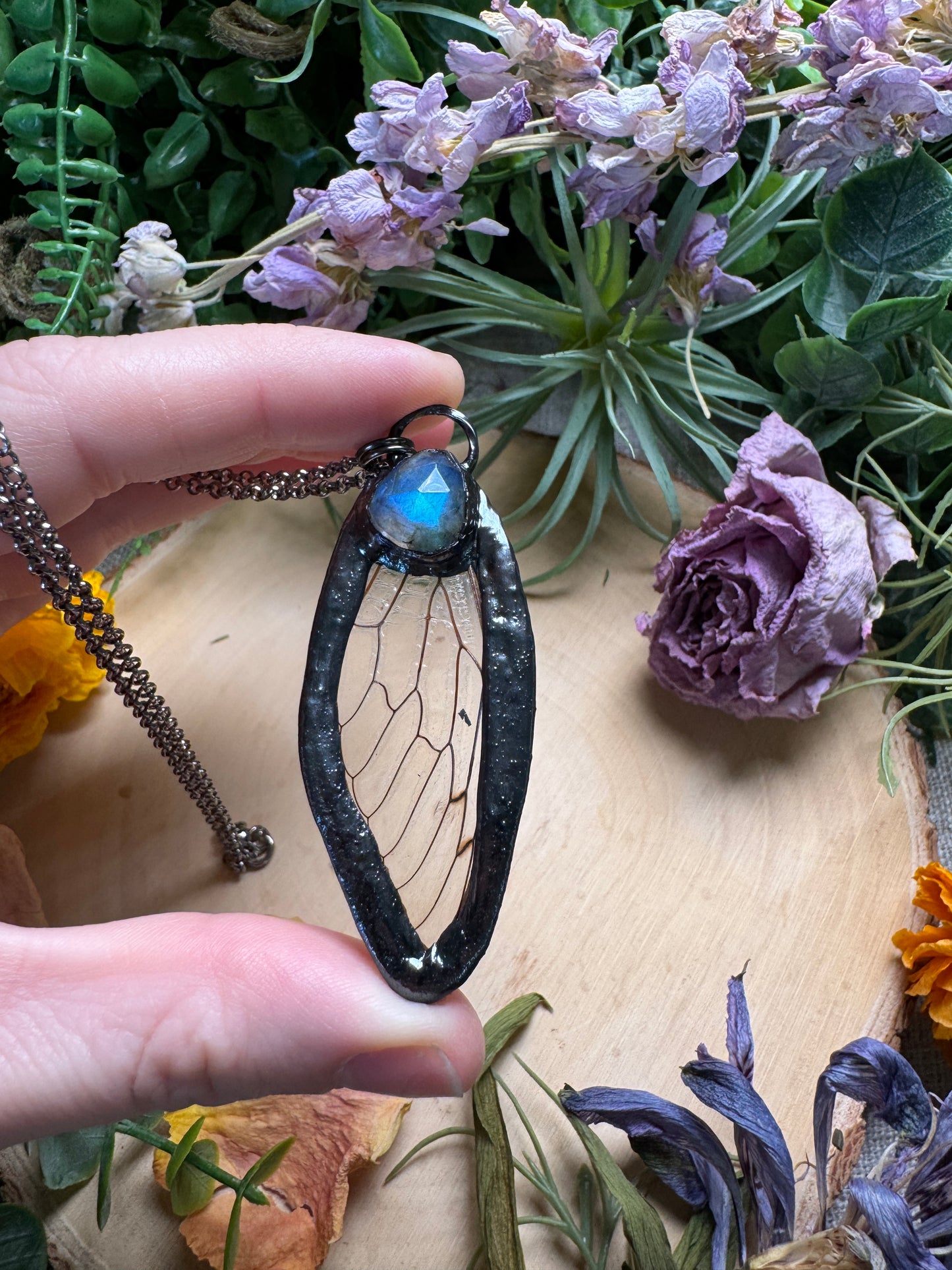 Labradorite and Cicada Wing Necklace