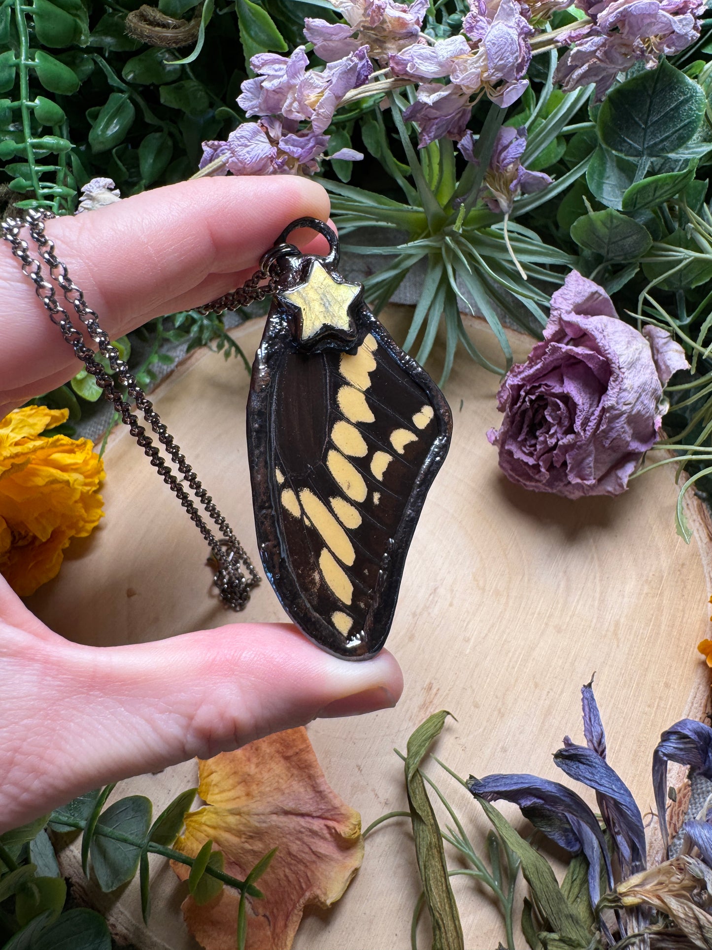 Labradorite Star and Butterfly Wing Necklace