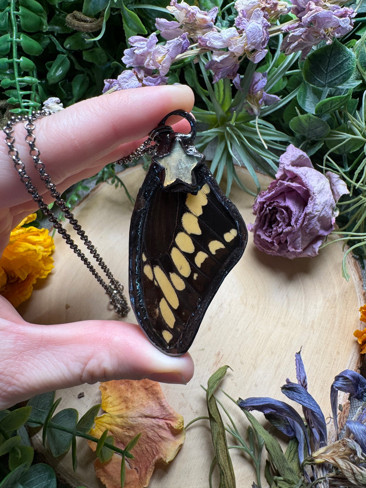 Labradorite Star and Butterfly Wing Necklace