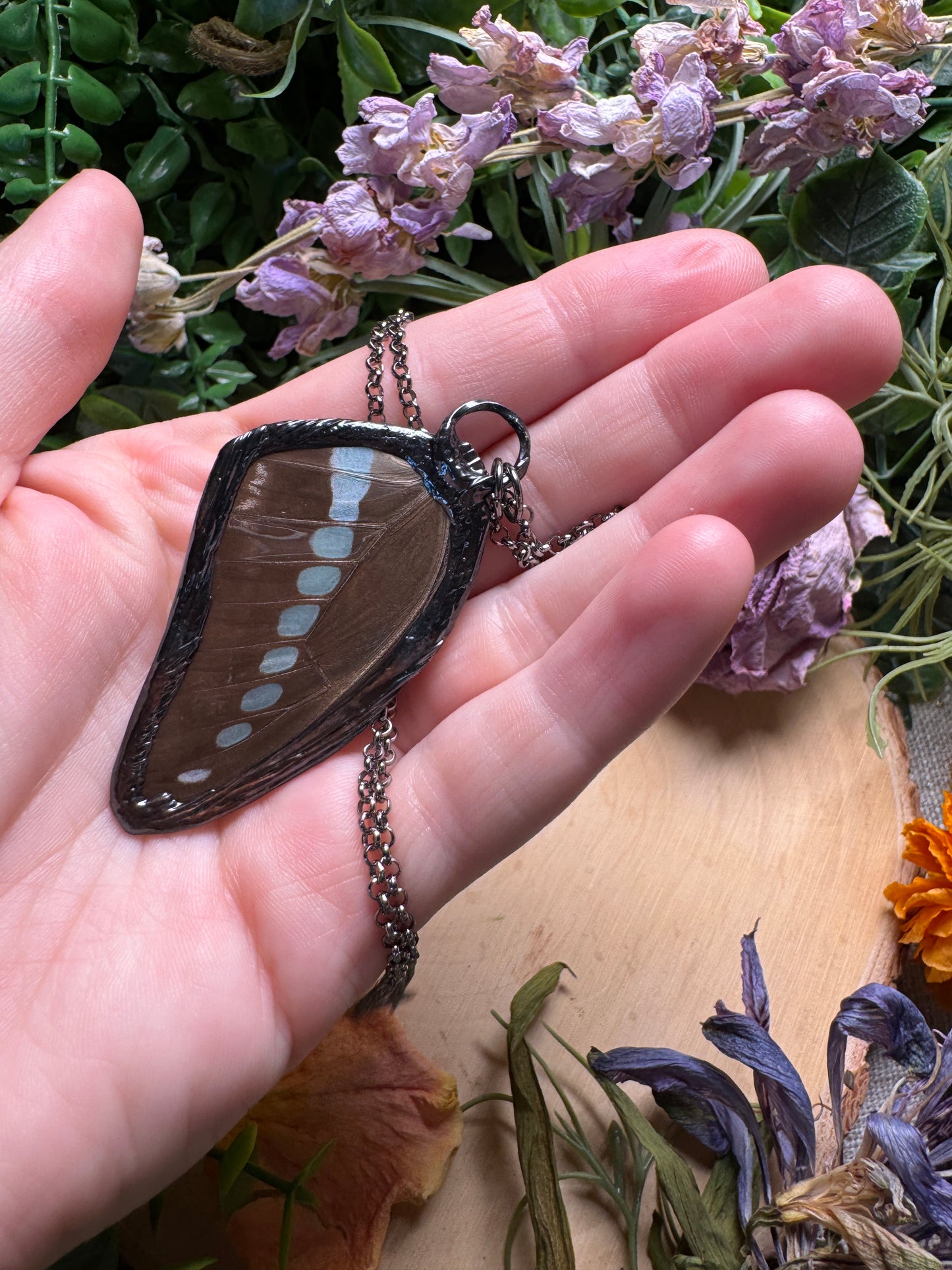 Labradorite and Butterfly Wing Necklace