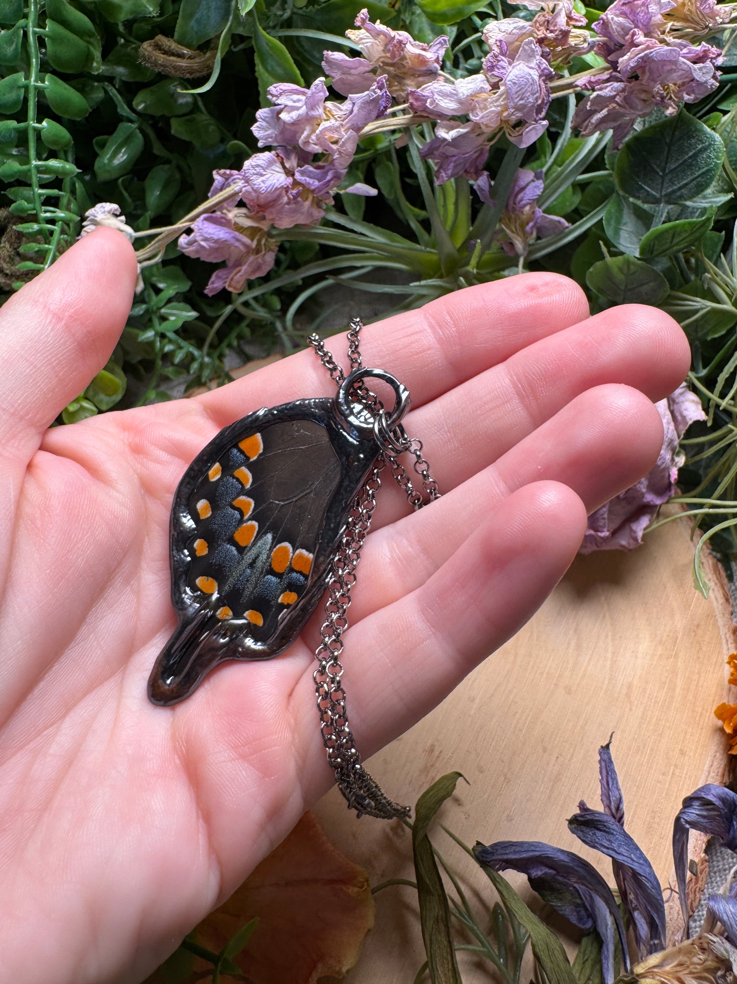 Labradorite and Butterfly Wing Necklace