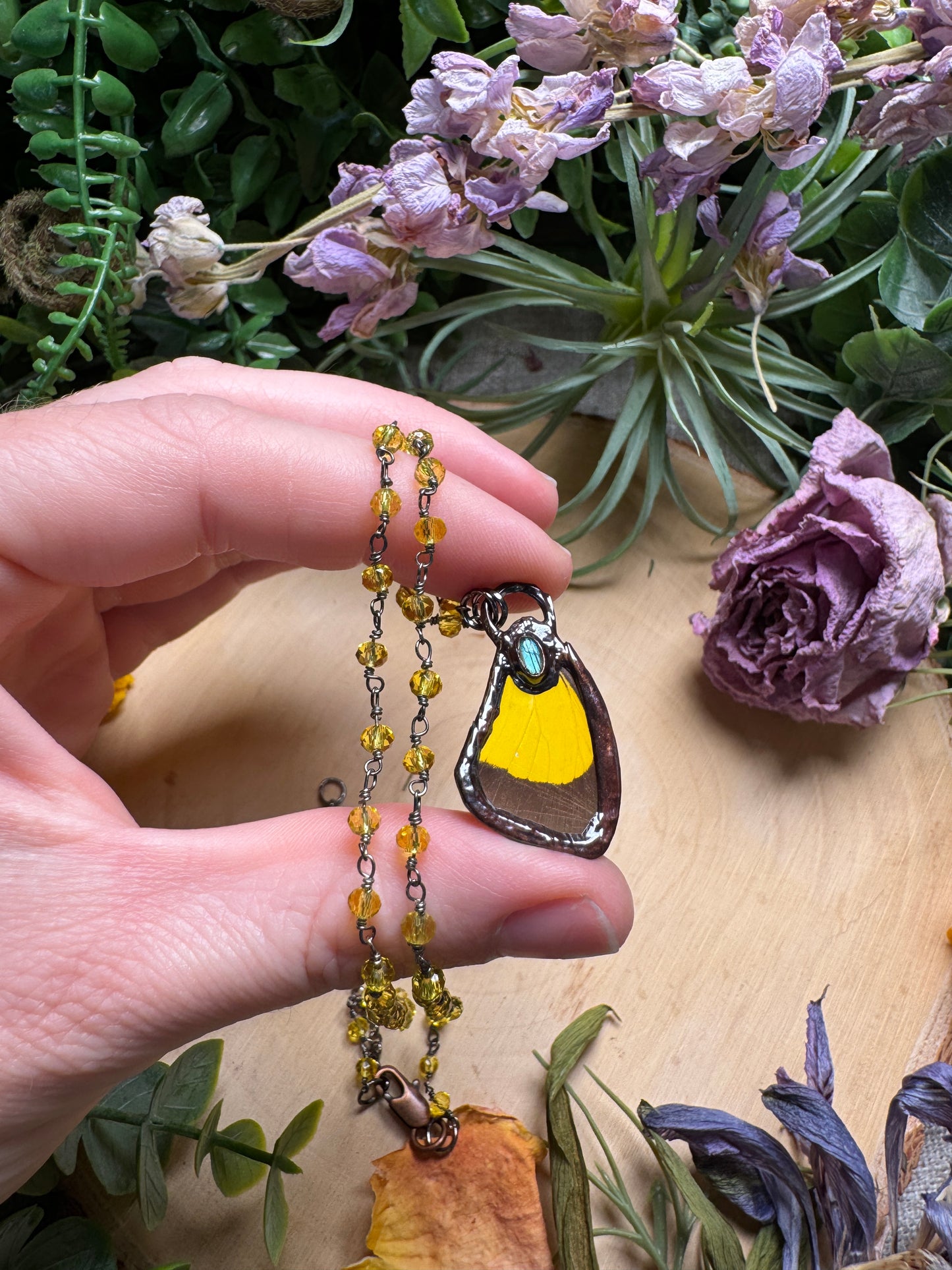 Labradorite and Butterfly Wing Necklace