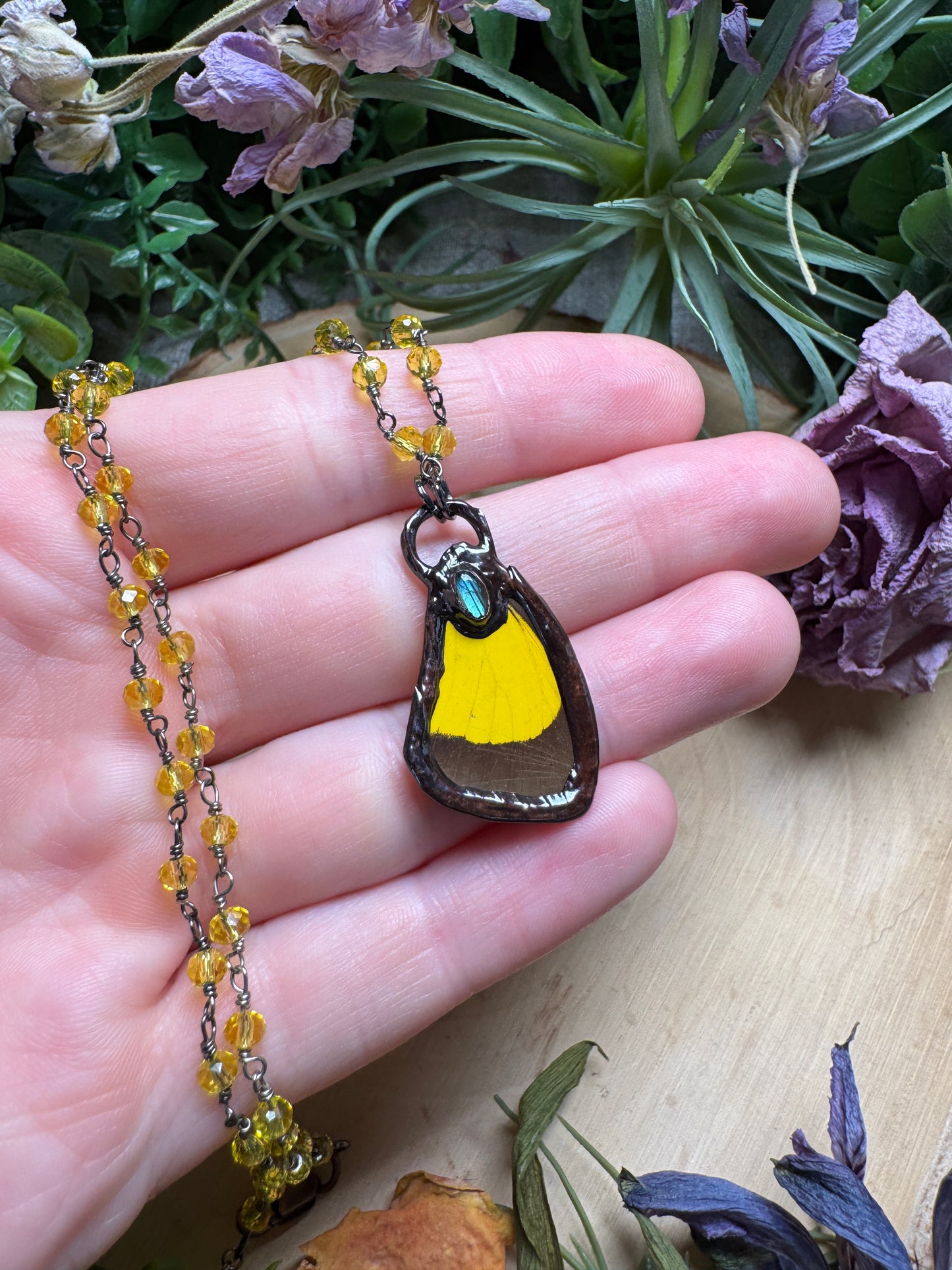 Labradorite and Butterfly Wing Necklace
