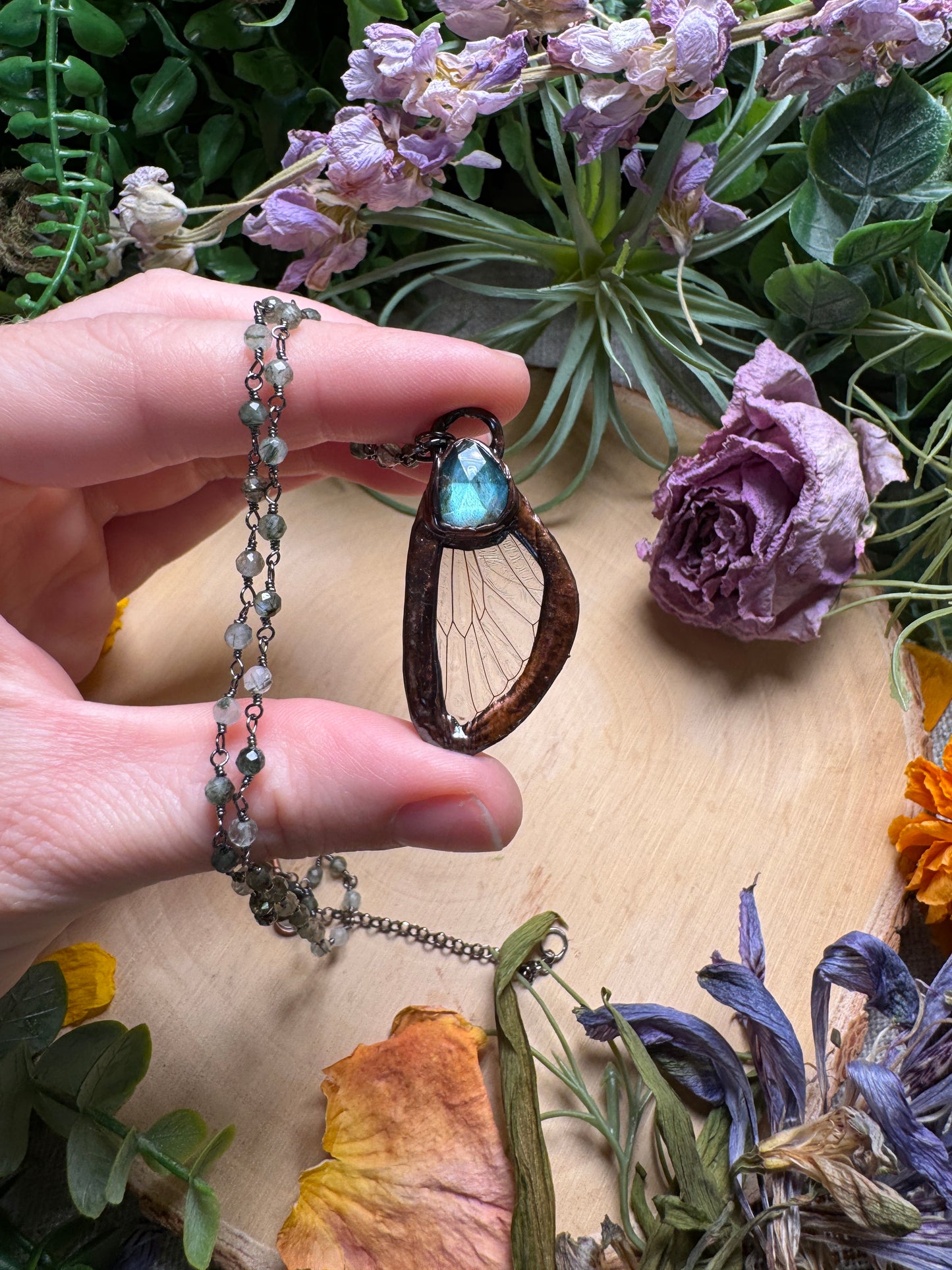 Labradorite and Cicada Wing Necklace