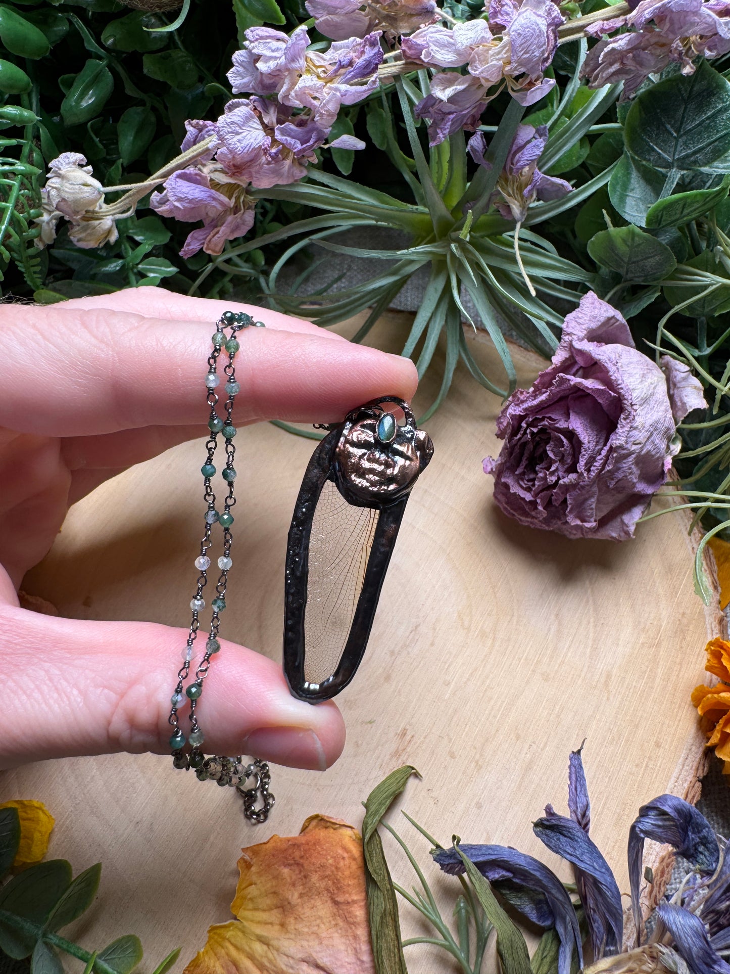 Labradorite and Dragonfly Wing Goddess Necklace