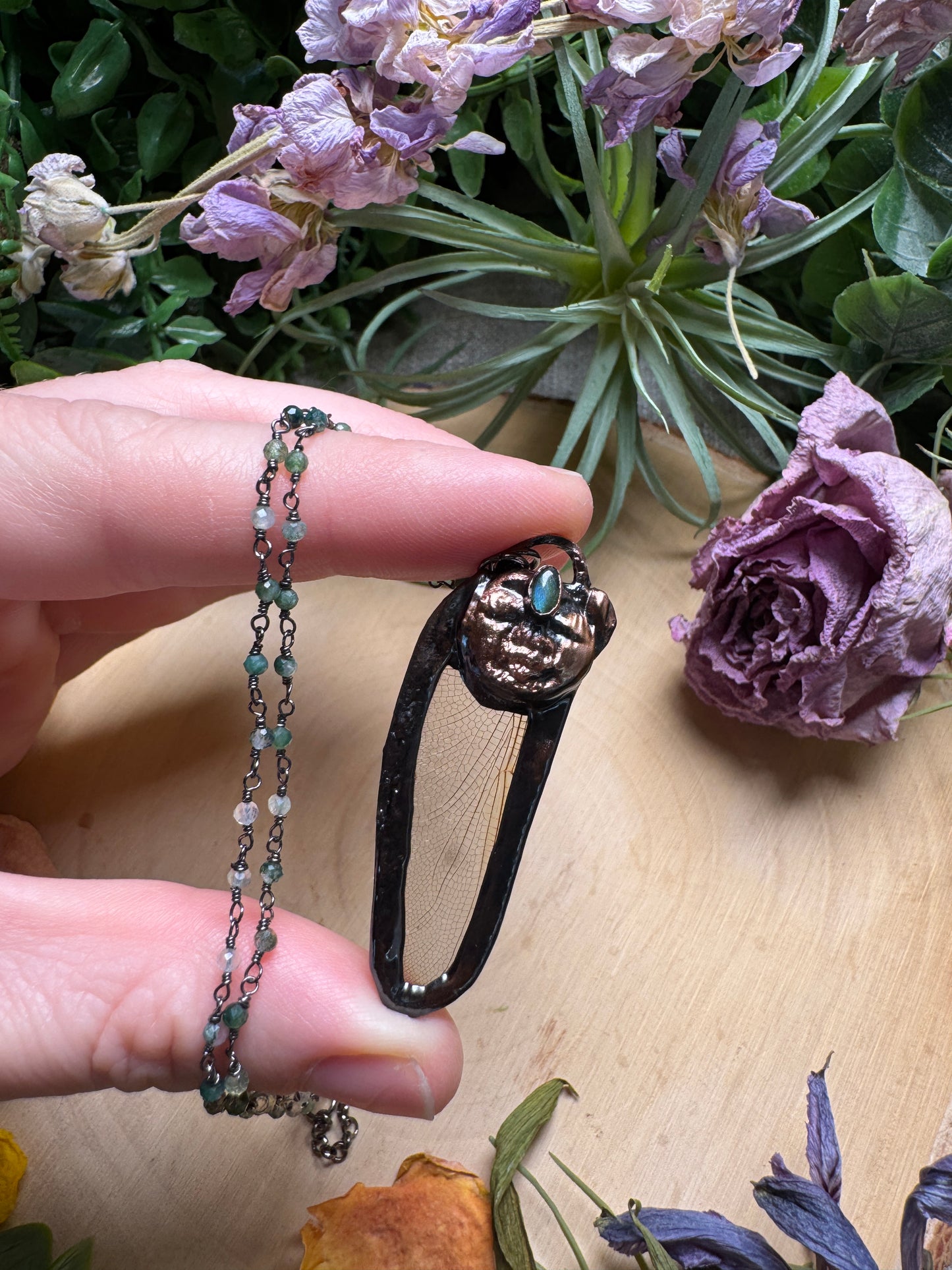 Labradorite and Dragonfly Wing Goddess Necklace