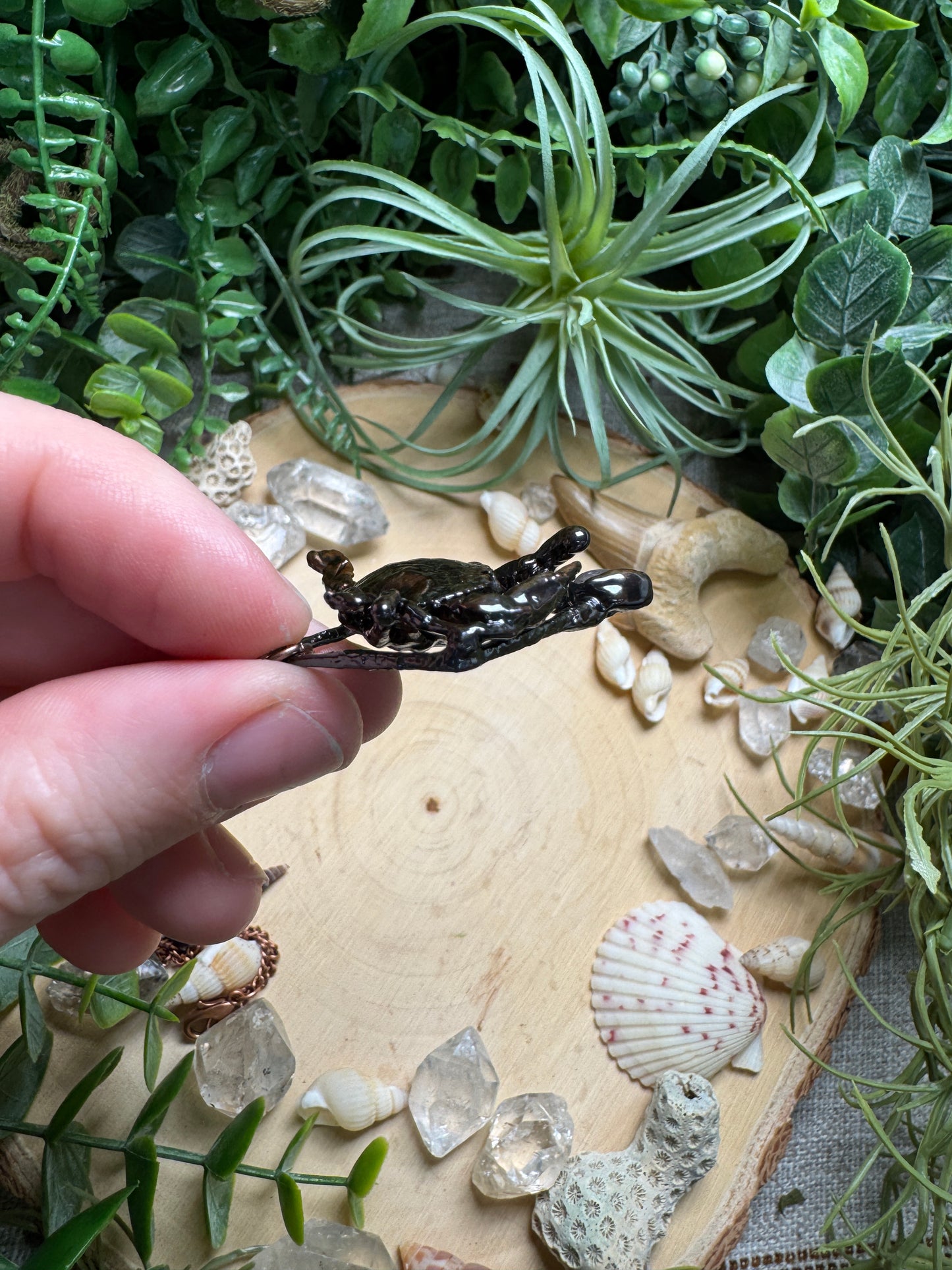 Peach Moonstone Crab Necklace