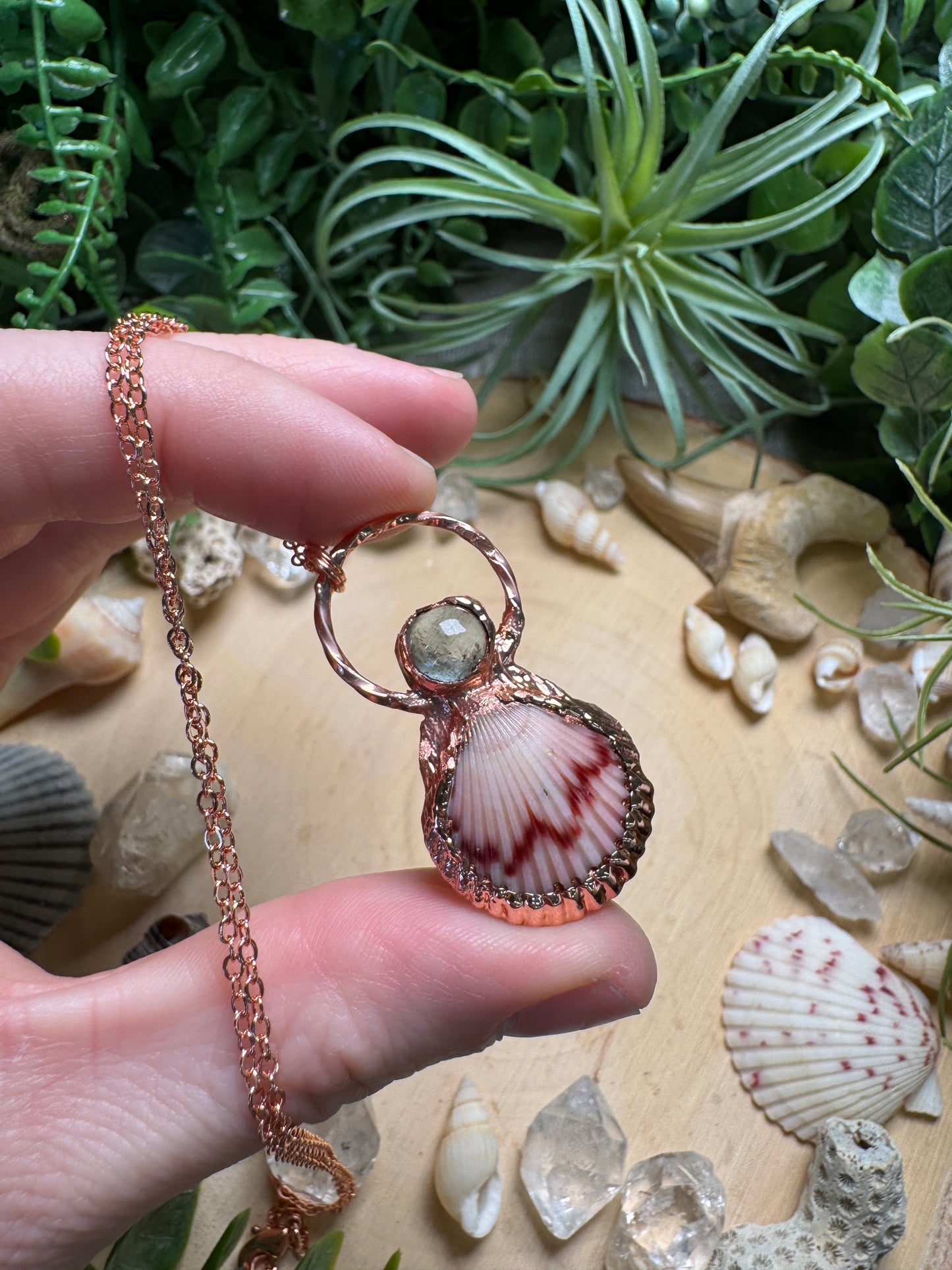 Quartz and Scallop Shell Necklace
