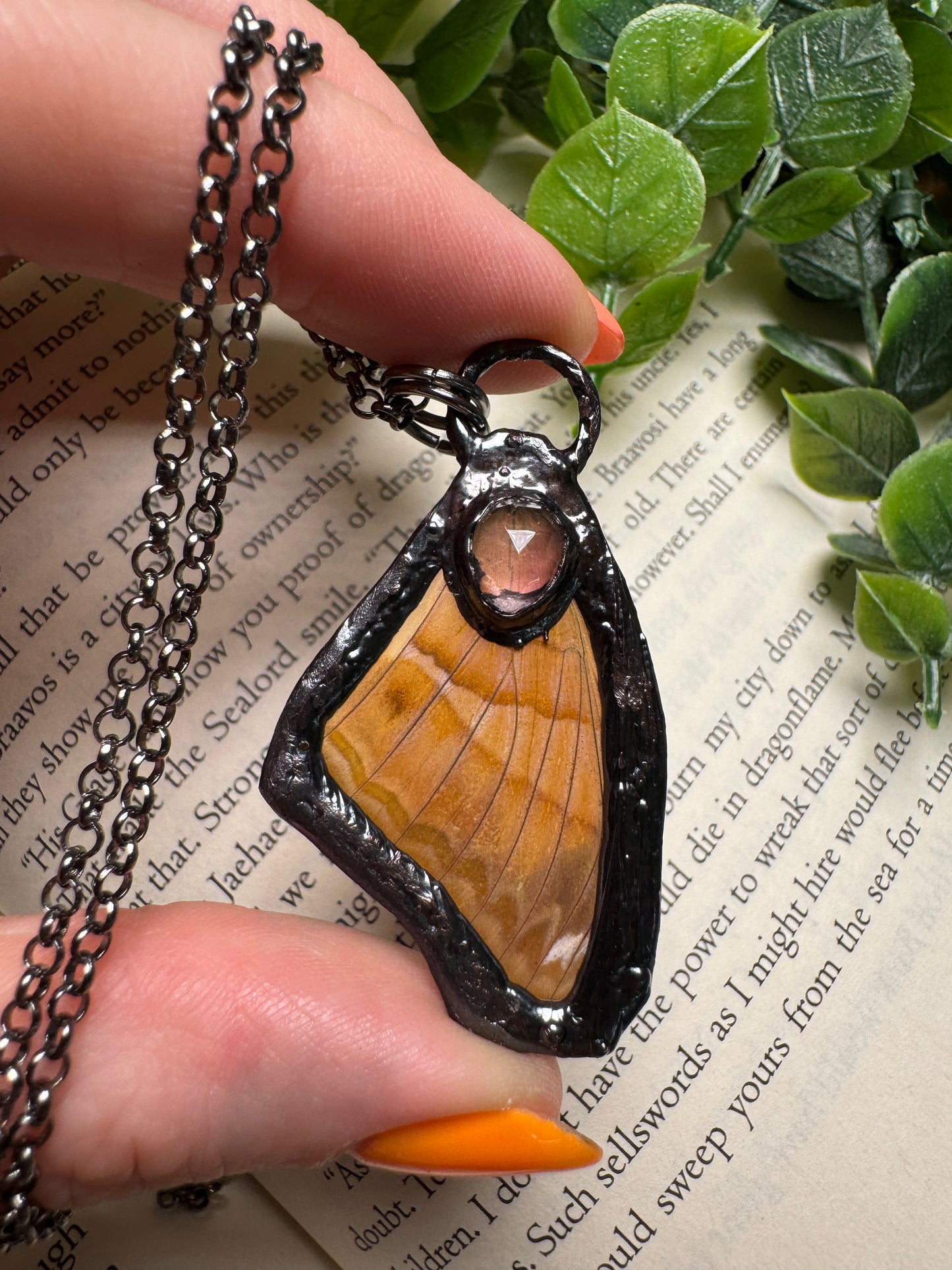 Butterfly Wing and Amethyst Necklace