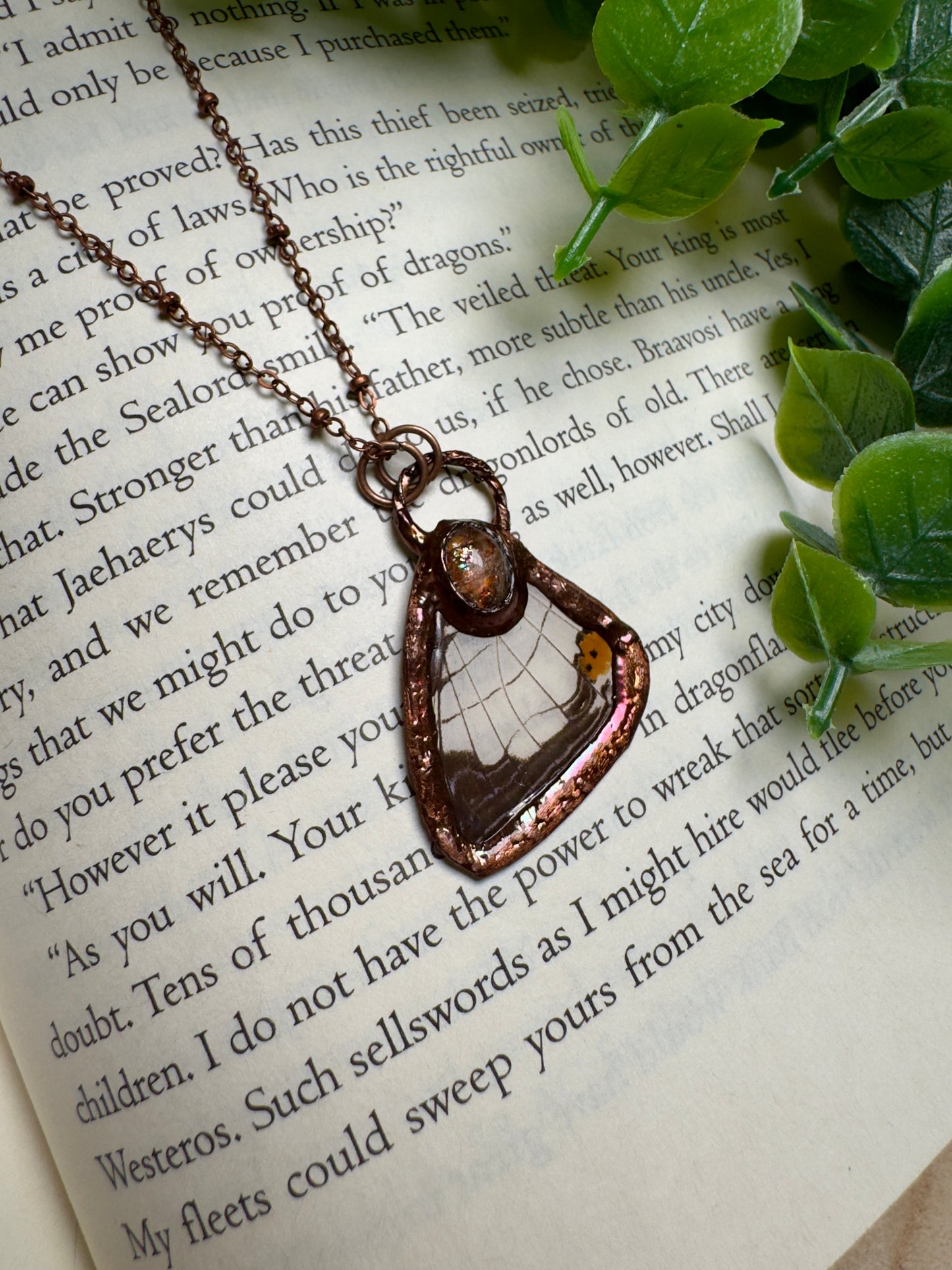 Butterfly Wing and Sunstone Necklace